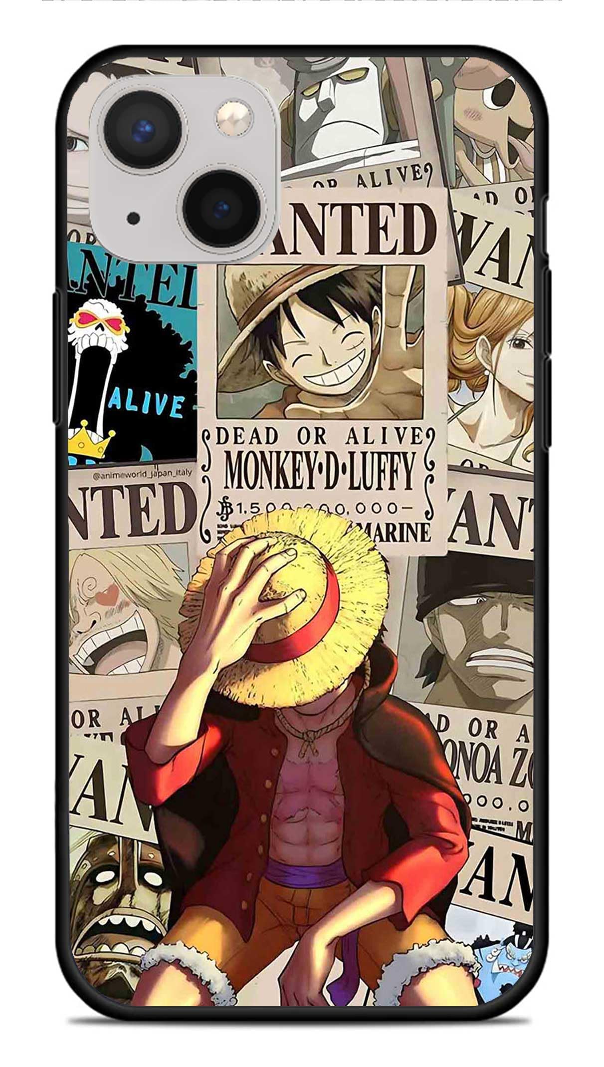 NDCOM for iPhone 13 Back Cover Anime One Piece Wanted Luffy