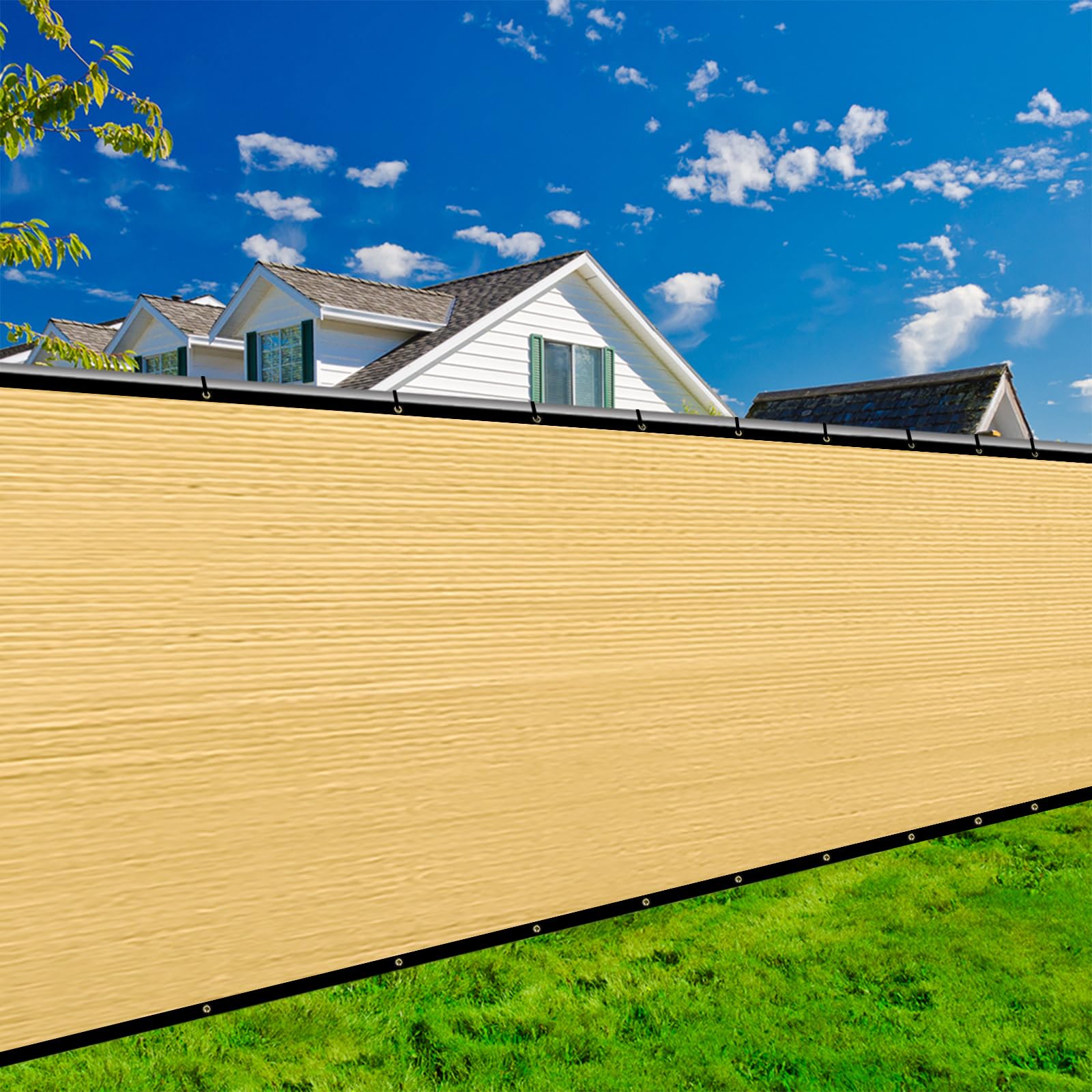 KANAGAWA Heavy Duty Privacy Screen Fence, 6ft x 25ft, 175 GSM, HDPE, Sand, Outdoor Decorative Fences