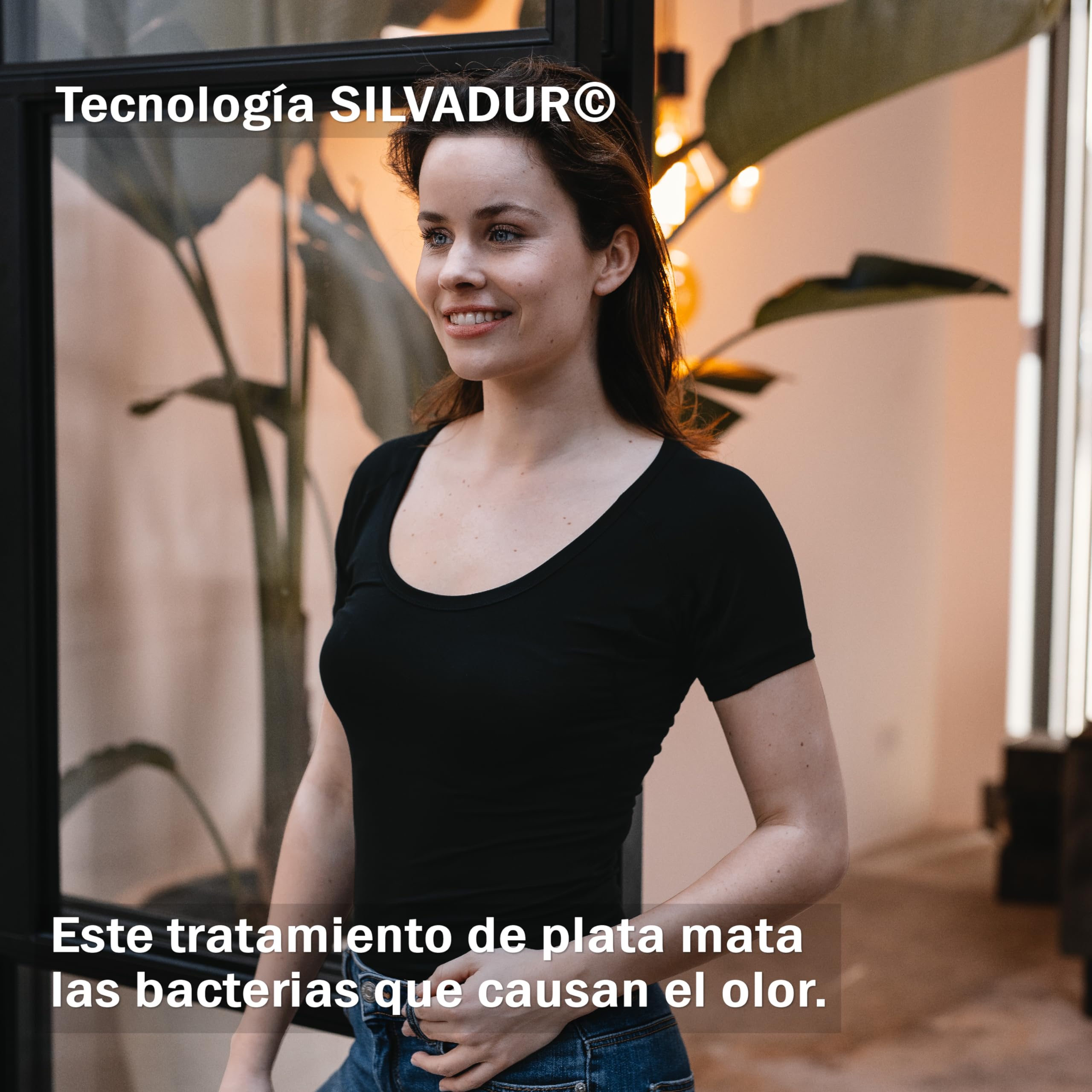 Camiseta Antisudor - Camiseta contra Las Manchas de Sudor - Camiseta Interior Anti Sudor - con ArmPads Pro y Tratamiento de Plata - Señoras - Cuello Redondo