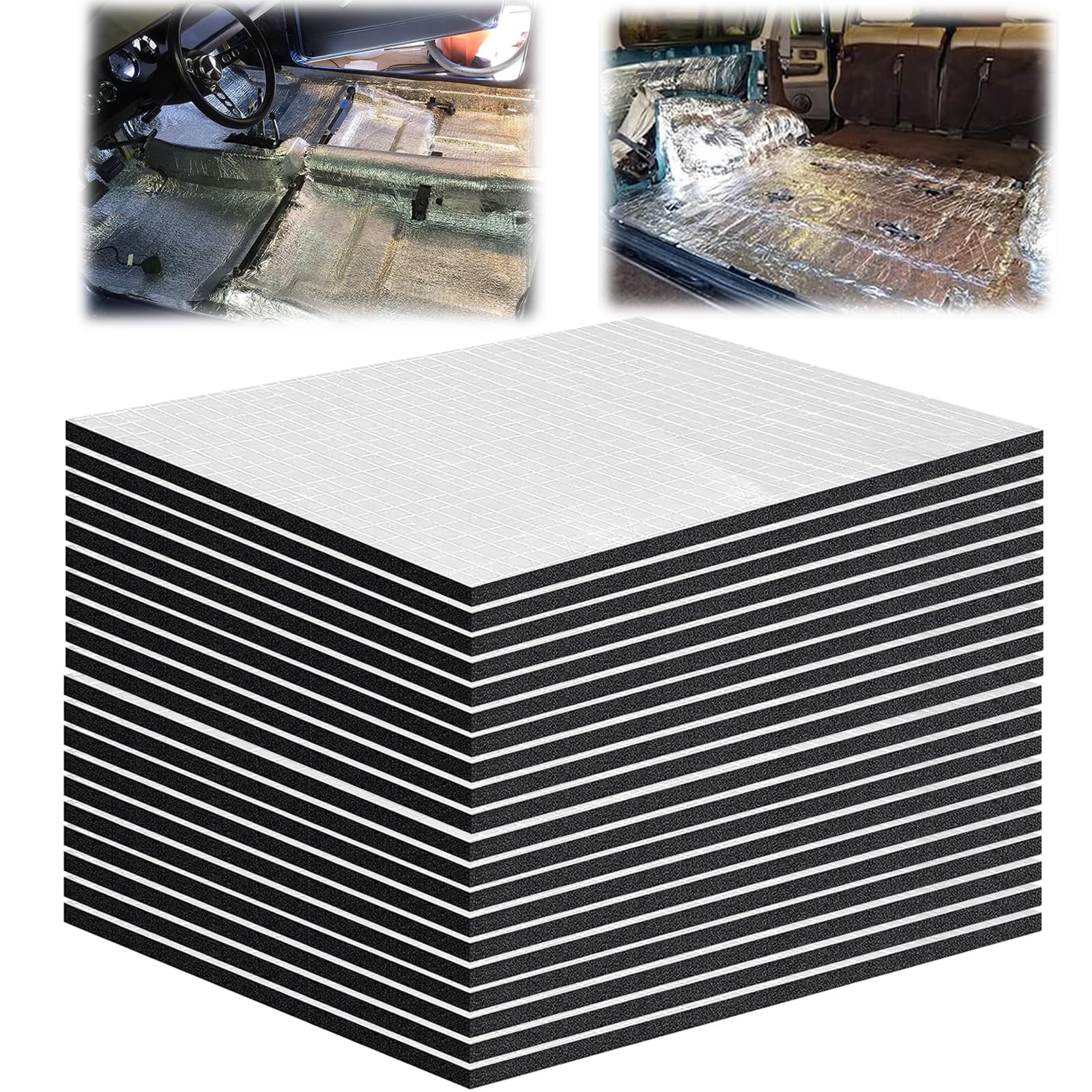 20 Stück Dämmmatte Auto, 400x250x5mm Schallschutzmatte Isolierung Matte Schaumstoff, Antidröhnmatte Selbstklebend, Isoliermatte Selbstklebend Auto Dämmung, Feuerfest, Wasserdicht (Größe 400x25x5mm)