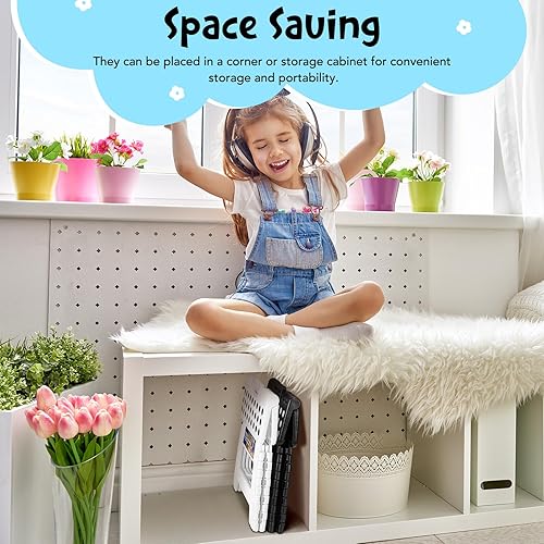 Miniatura 6 de ACKO Taburete plegable de 9 pulgadas, 300 libras de capacidad, taburetes plegables de plástico para niños y adultos, taburetes plegables adecuados