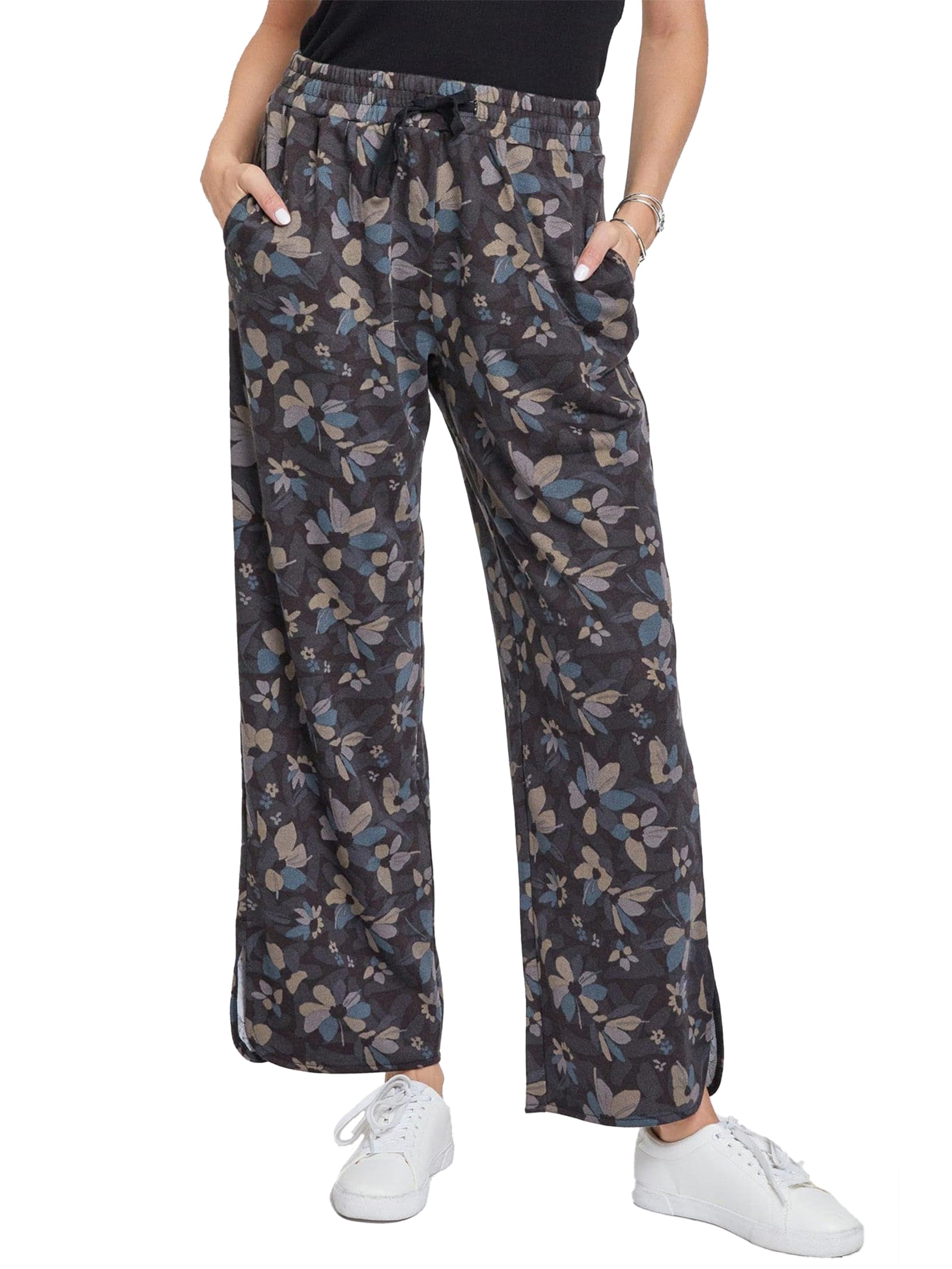Royalty For Me Womens Mewomen s Drawstring Wide Leg Pant with Side Slit