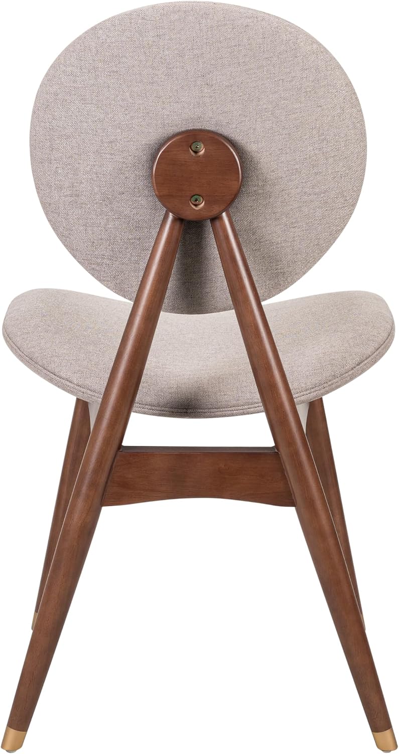 Christopher Knight Home Nomi Solid Wood Dining Chairs Set of 2, Kitchen Armless Chair with Upholstered Curved Backrest/Seat, Comfy Living Room Chairs Set of 2 with Splayed Legs, Dark Beige + Walnut