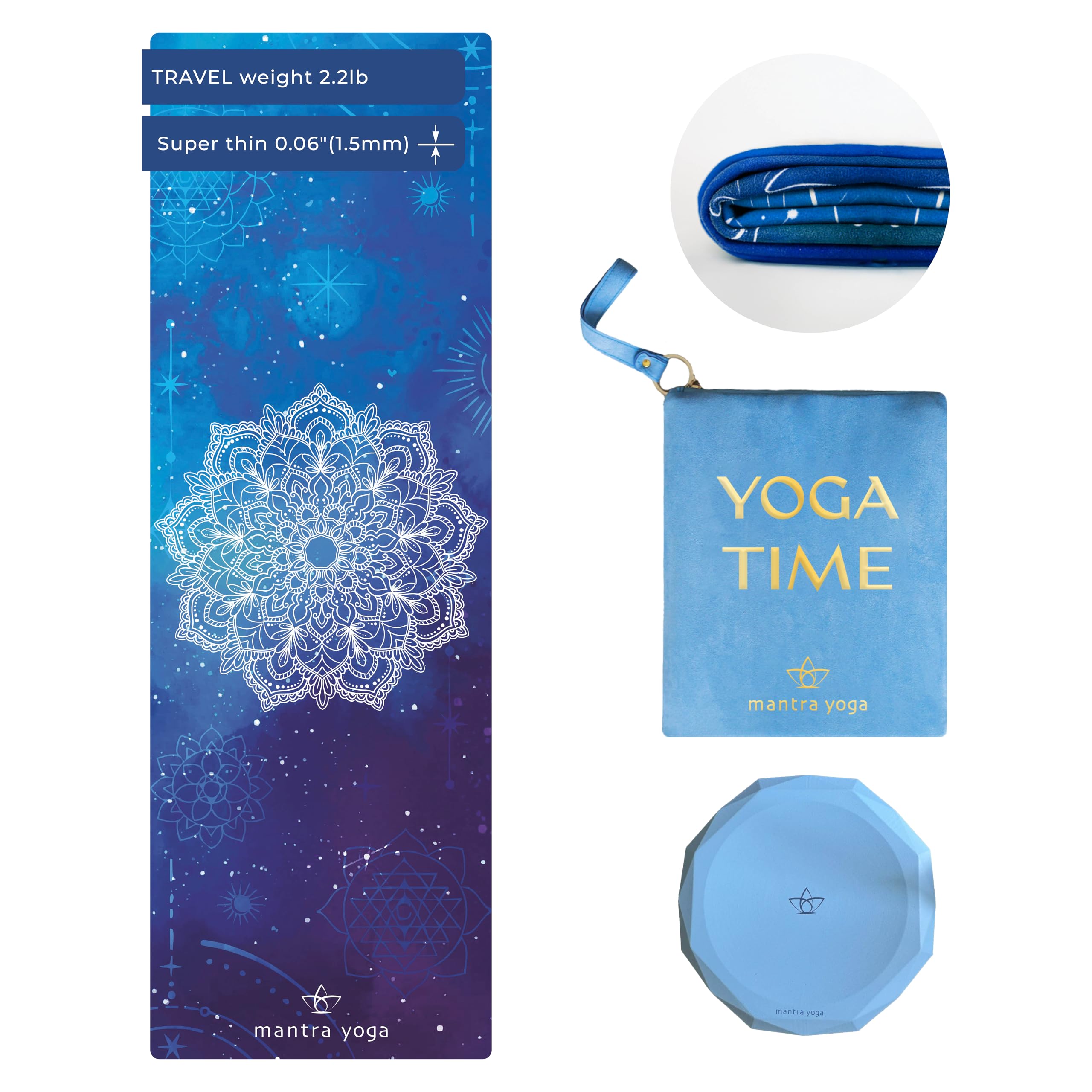 Mantra Yoga Travel PRO 1,5 mm - Tapete dobrável para exercícios e fitness com bolsa |
