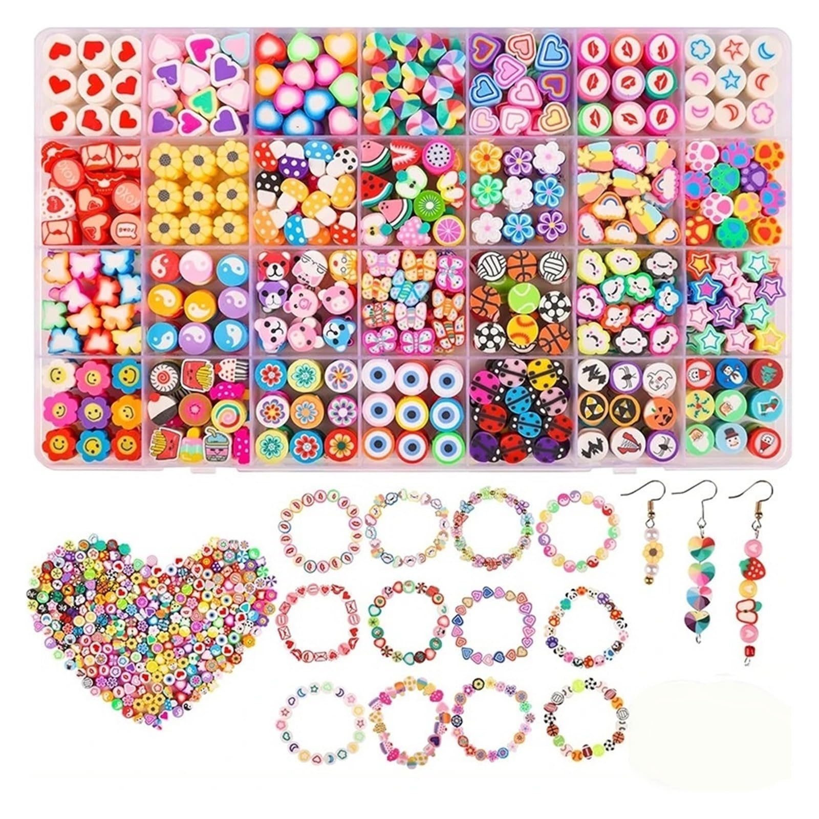 Rynzo DIY Beading Kits 24-Style Polymer Clay Bead Kit(560PCS)