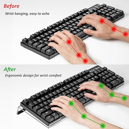Miniatura 6 de Soporte para teclado de computadora, soporte de teclado inclinado de acrílico para escritura ergonómica, bandeja de teclado transparente para