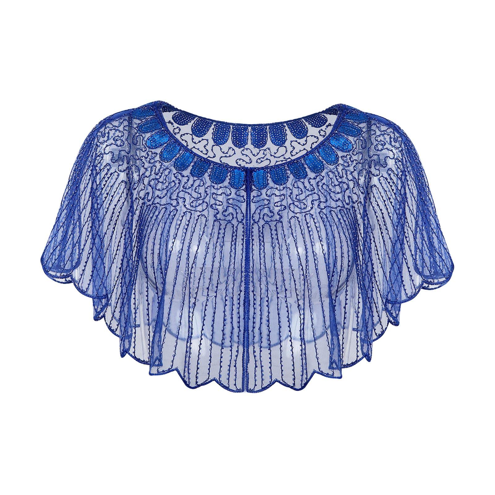 Women Shawl Wrap Fashion Wedding Summer Formal Occasion Evening Evening Cape Blue-image-24