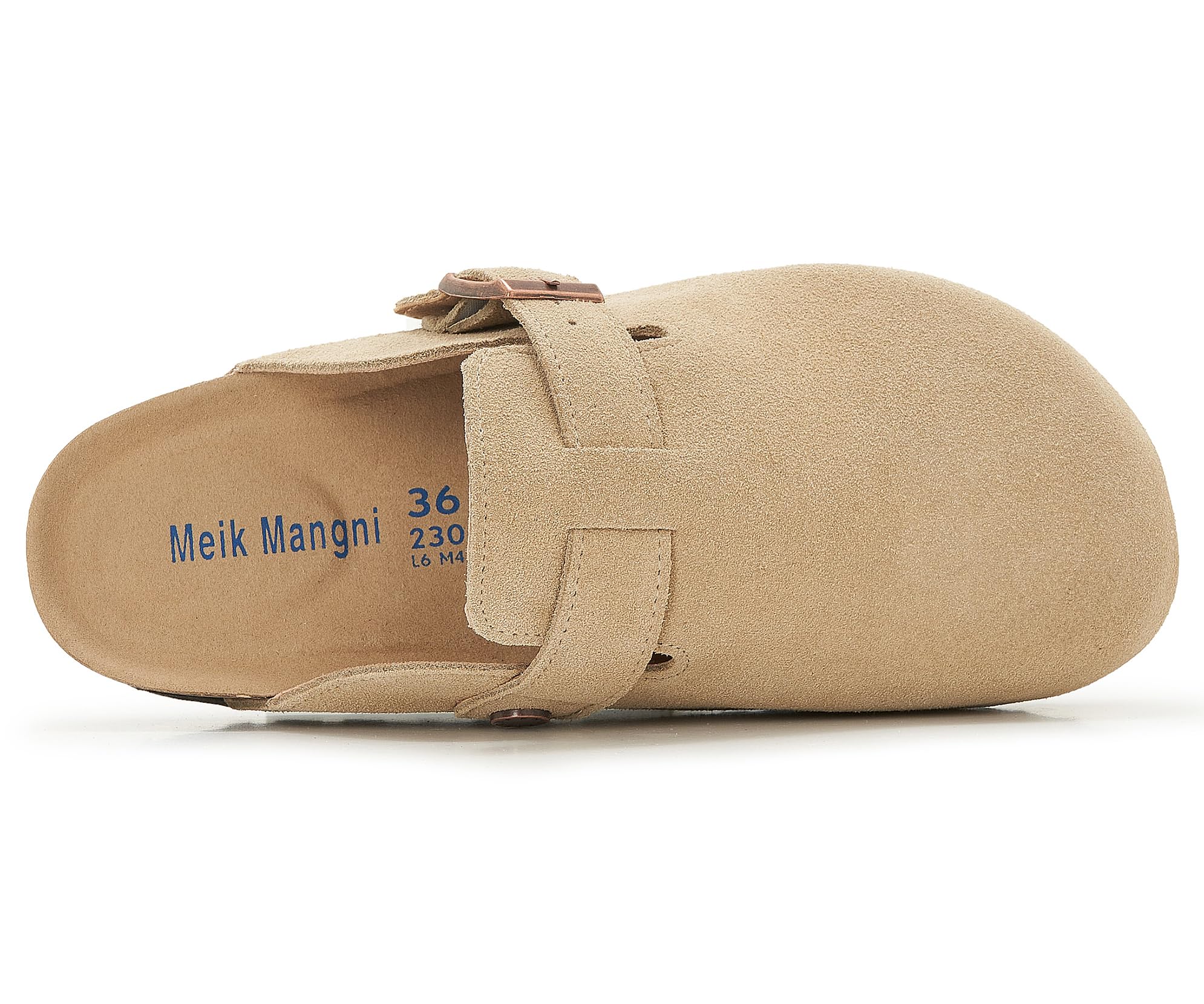 Meik Mangni Zuecos y Mules Ante para Mujer Pantuflas de Piel con Corcho Cerradas Hombre Mules Cómodos Zapatillas de Jardín con Hebilla Ajustable,36-47 EU