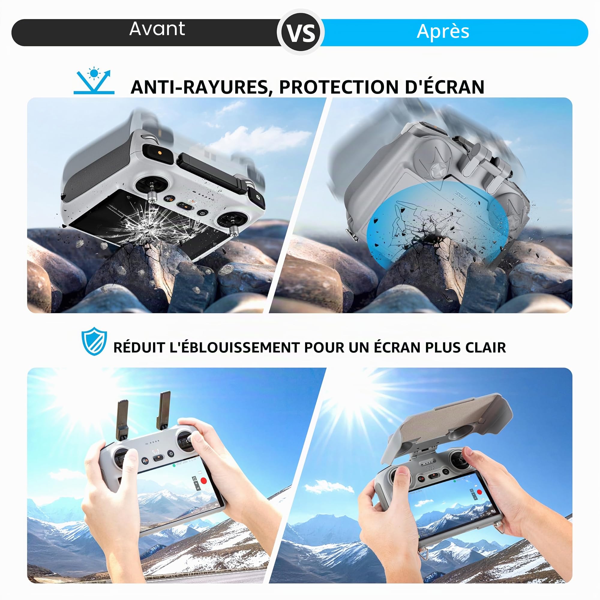 STARTRC LITO X1 Pare-Soleil avec Cordon pour DJI RC 2 et contrôleur RC, Protection d'écran Pare-Soleil 3 en 1 améliorée pour DJI Mini 5/4/3 Pro/Neo/Flip/AIR 3S/Air 3/Mavic 3 Pro
