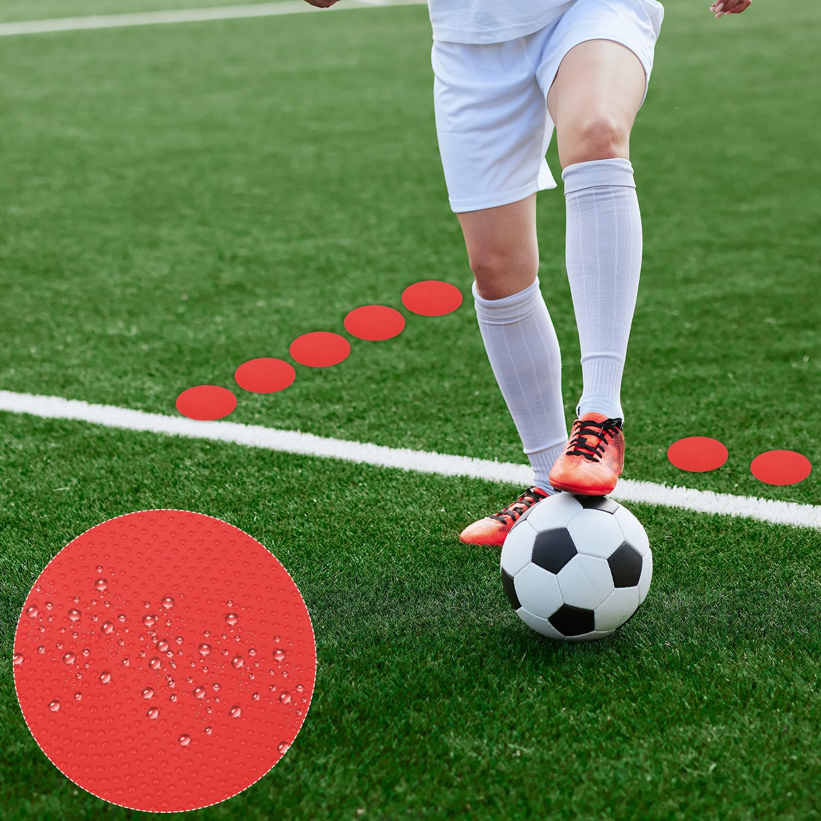 PATIKIL Marqueurs de Repérage 4 Pouces, 12 Pièces Points de Sol Antidérapants Marqueurs D'Agilité Cônes Plats Poly Dots pour Gymnase PE Entraînement de Vitesse de Danse, Rouge