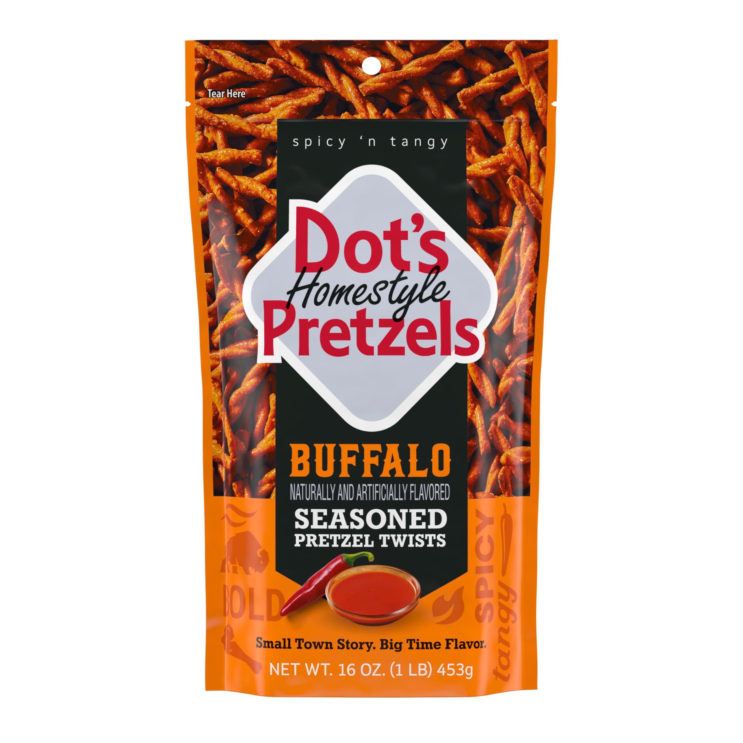 Dot's Homestyle Pretzels Buffalo Seasoned Pretzel Twist Snack, 16oz Grocery Sized Bag