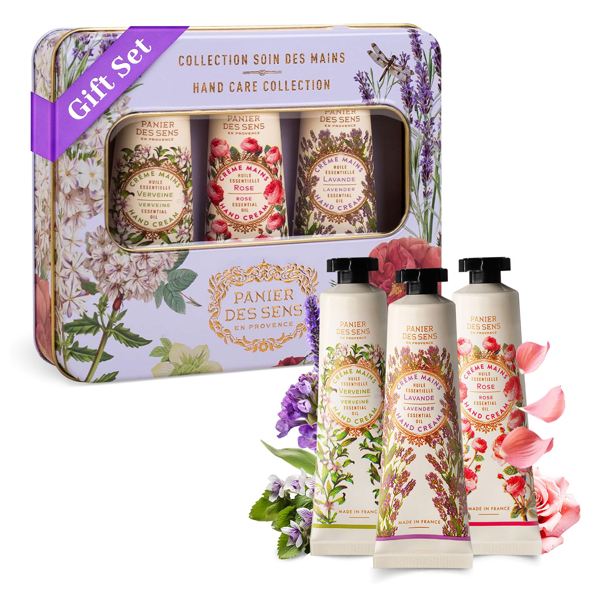 Panier des Sens Geschenkset Handcremes 3x30ml – Lavendel, Rose, Eisenkraut
