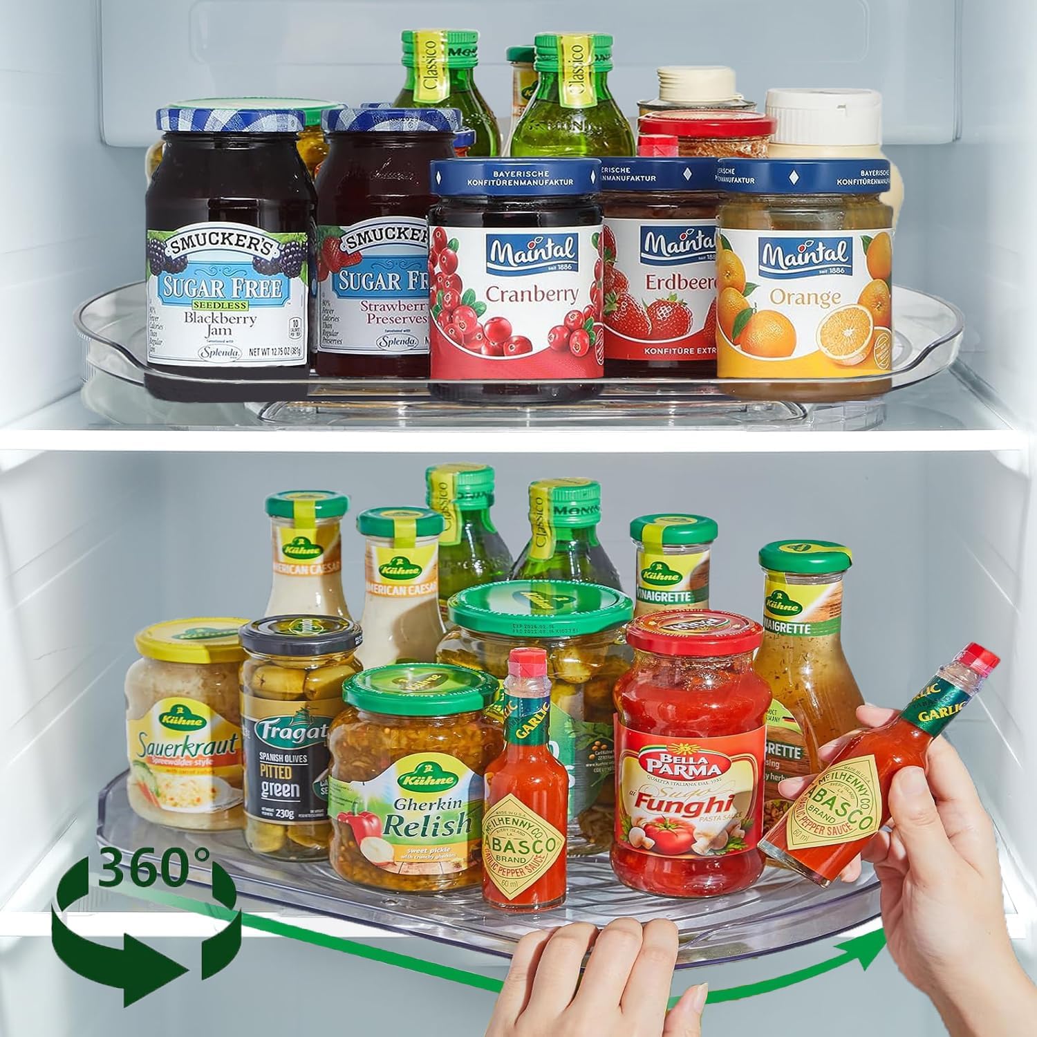 Clear Lazy Susan Turntable Organizer for Fridge 360 Rotative