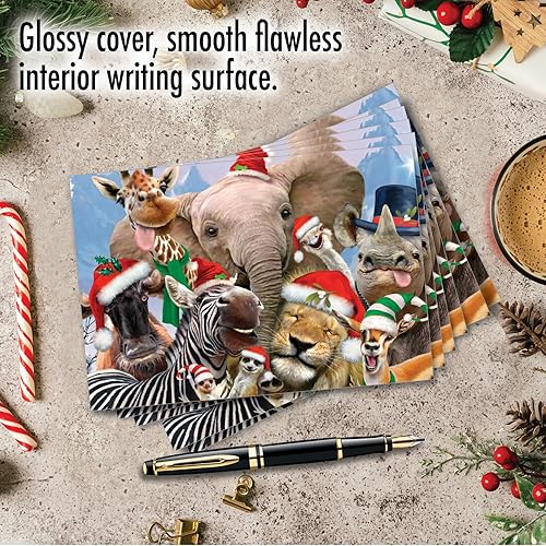 Miniatura 5 de NobleWorks Juego de 36 tarjetas de felicitación de Navidad a granel con sobres de 5 x 7 pulgadas (1 diseño, 36 cada uno) Merry Christmas to Zoo -