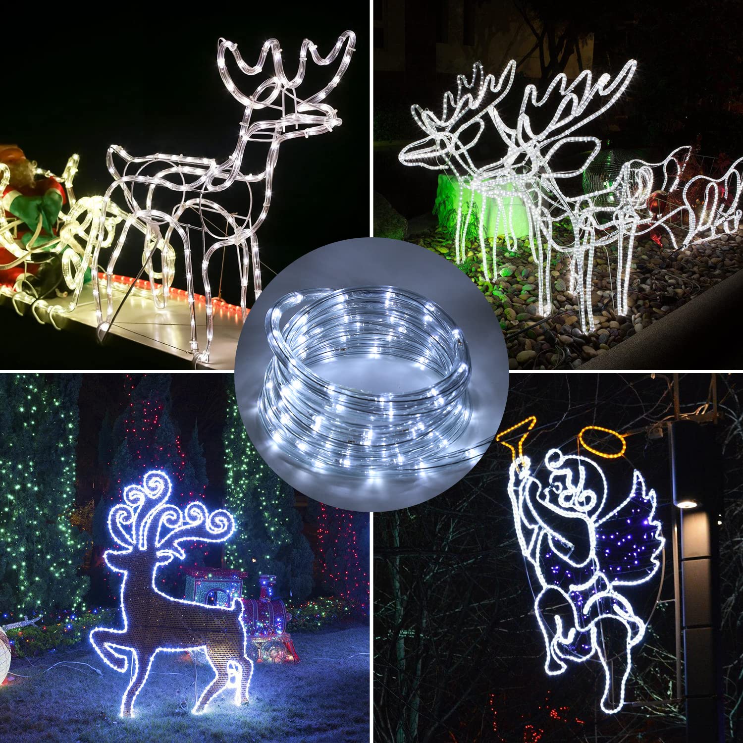 Wąż świetlny LED, 50 m, 1200 diod LED, do użytku na zewnątrz, wodoszczelność IP20, oświetlenie imprezowe w ogrodzie (zimna biel)