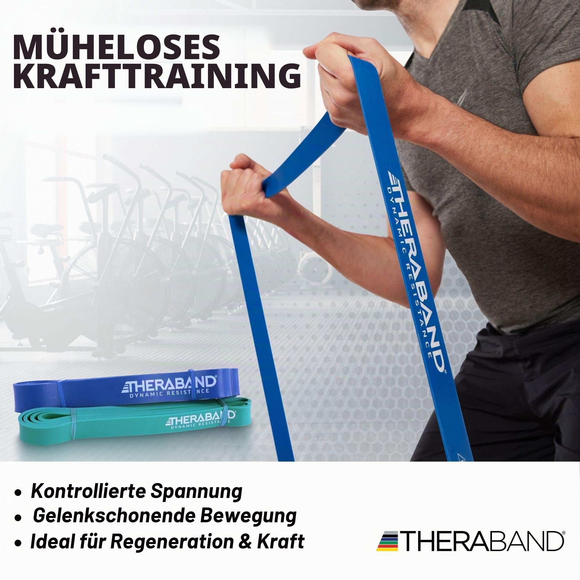 Theraband High Resistance Bands, Set of 2 Elastic Super Bands for Improving Flexibility, Injury Rehab, & Full Body Workouts, Heavy Duty Stretch Bands for Lifting