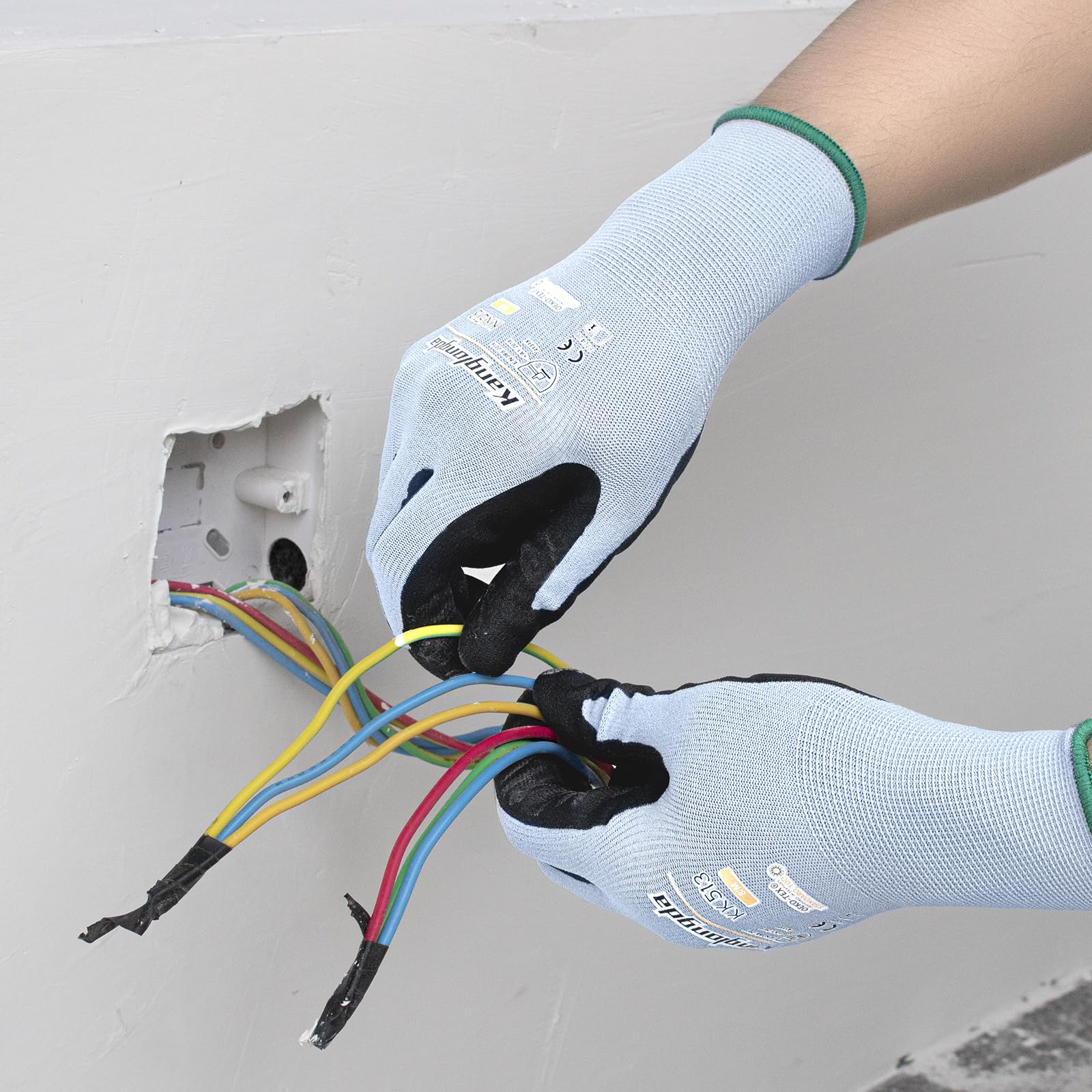 3-Paris - Guantes de trabajo pequeños para hombres y mujeres, guantes protectores de seguridad con revestimiento de nitrilo con agarre, ideales para jardinería, almacén, mecánico, trabajos de