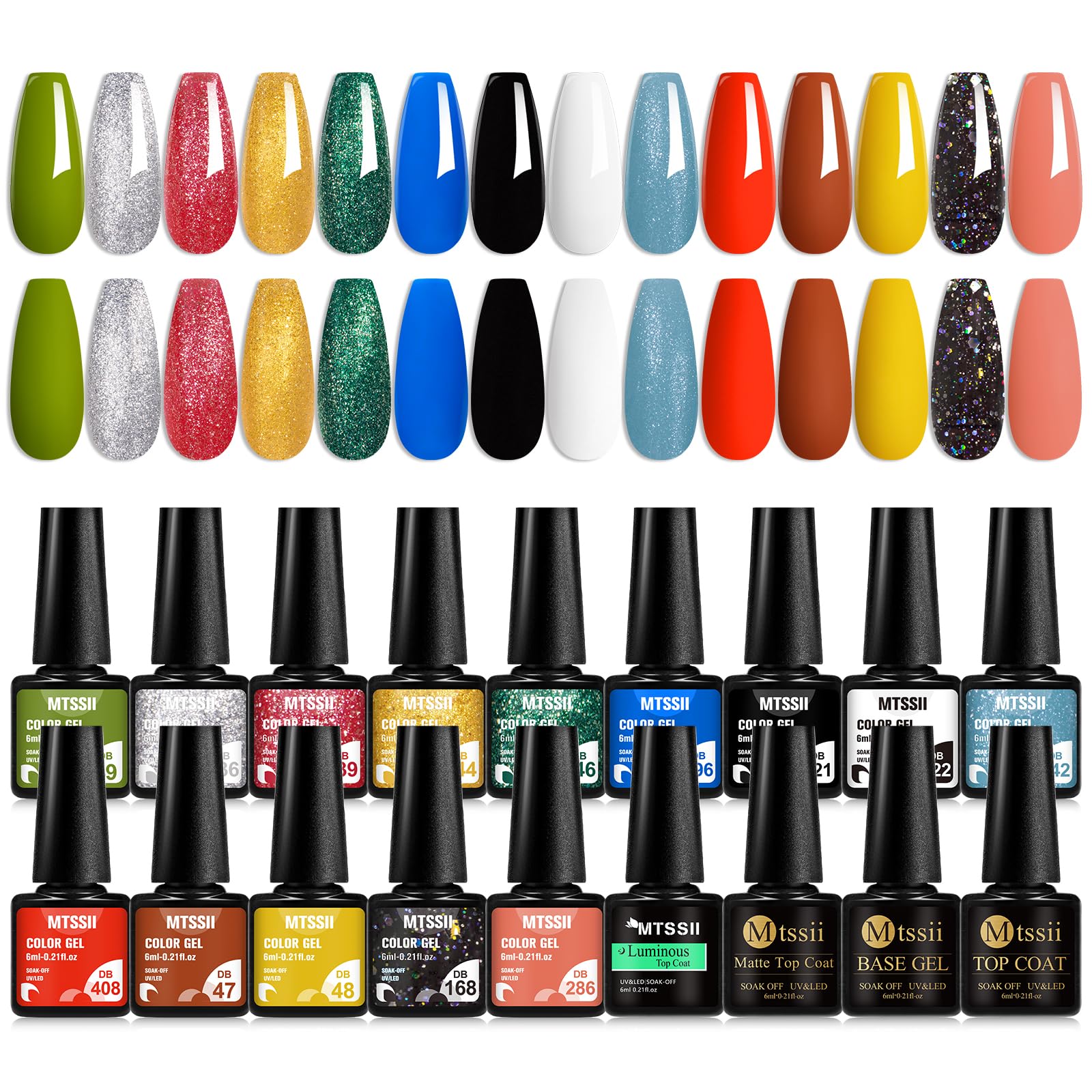 MTSSII Christmas Gel Polish 18PCS Reflective Glitter Gel Nail Polish Set 14 Colors Silver Blue Brown Nail Polish Kit DIY Manicure Gifts