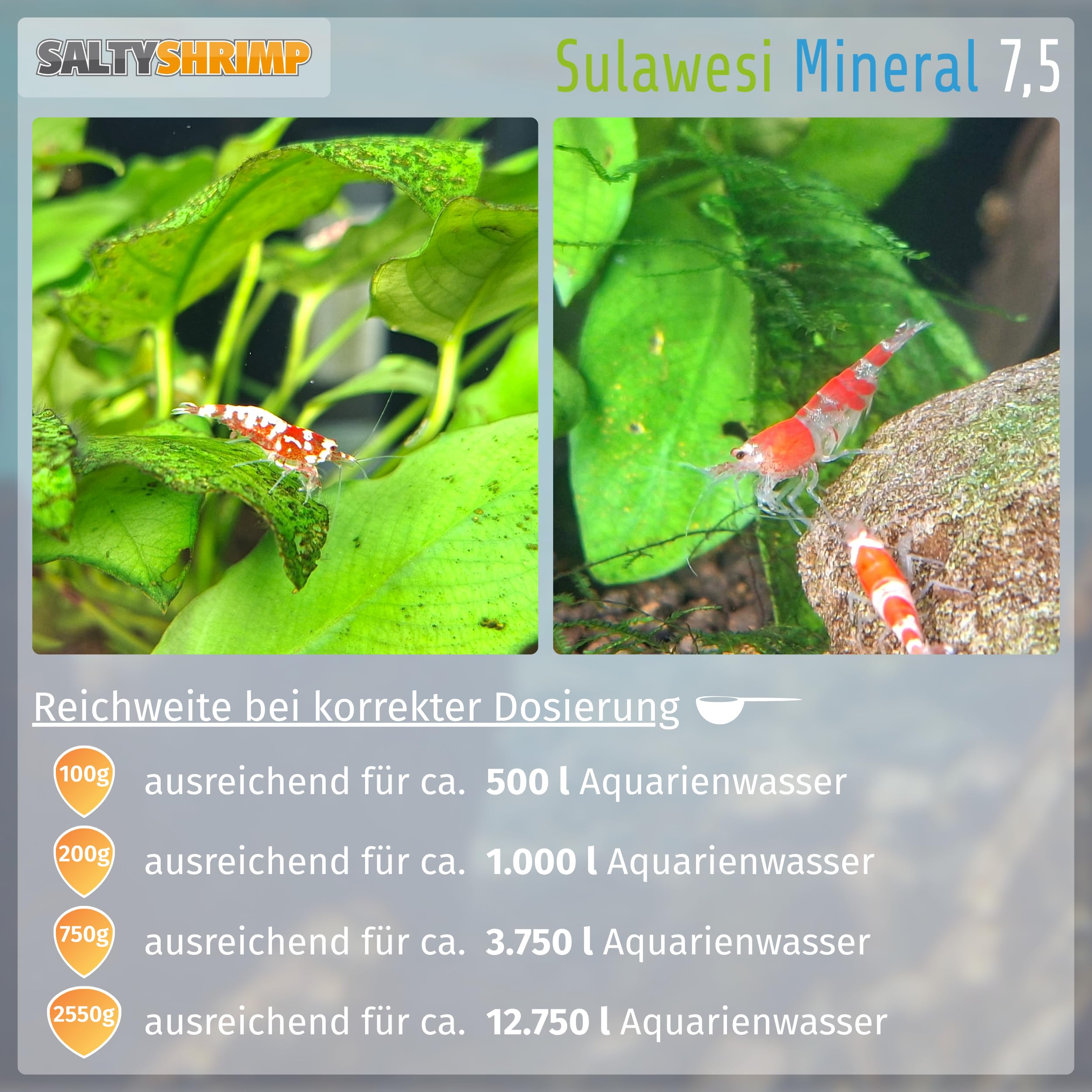 Sulawesi Mineral 7,5 | 110g - Sal de Sulawesi para endurecer Agua de ósmosis, Agua de Lluvia, Agua desmineralizada. Favorece la regeneración microbiana