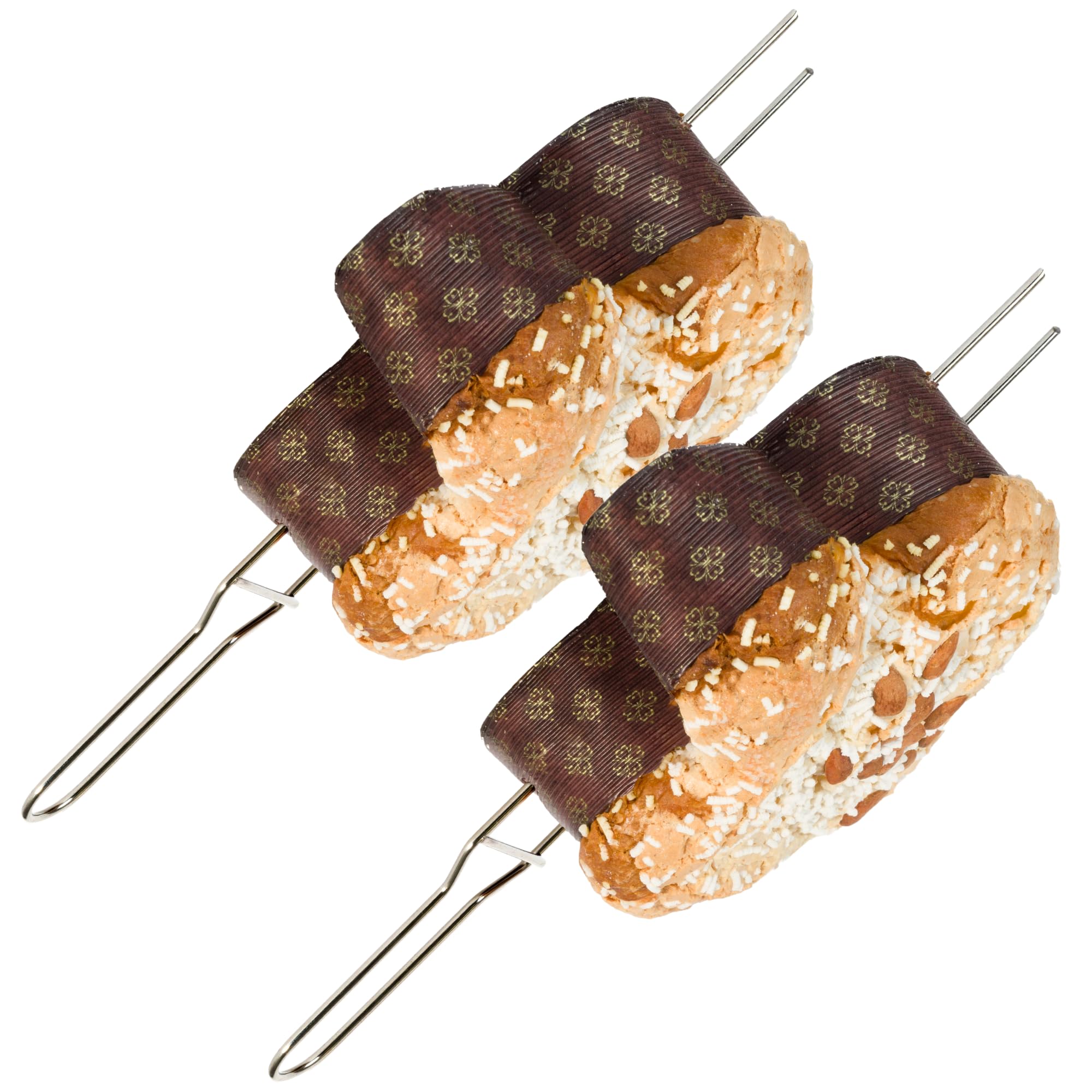 FAH - Pincho para Colomba, Set de 2 Pinchos para Colomba y Otros Leudados de hasta 1 kg (Longitud 40 cm), Resistente de Acero Inoxidable, Fácil de Usar, Tenedor para Panettone y Colomba