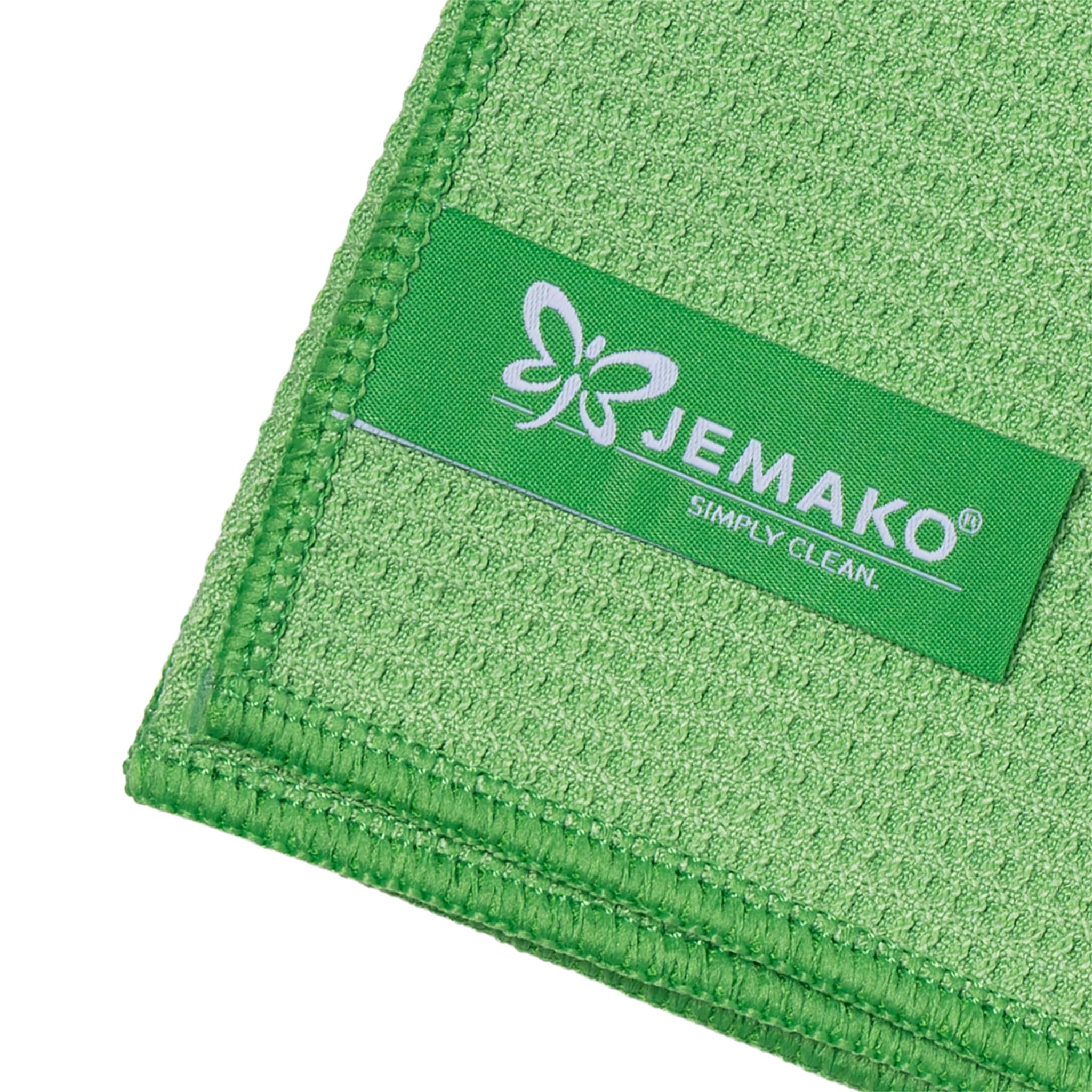 Jemako Set di 3 panni asciutti, in microfibra, per asciugare e lucidare senza aloni, 60 x 45 cm, senza pelucchi, per finestre, auto, specchi, vetro, acciaio inox, verde