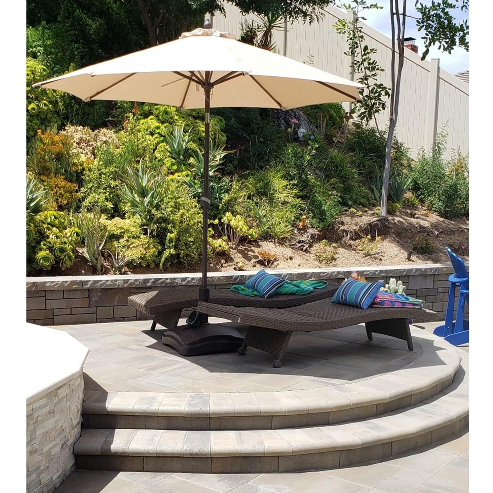 chocolate brown striped patio umbrella Amazon.com : Sunnydaze 9 ft Striped Patio Umbrella with Solar Lights -  Polyester LED Table Market Umbrella with Tilt and Crank