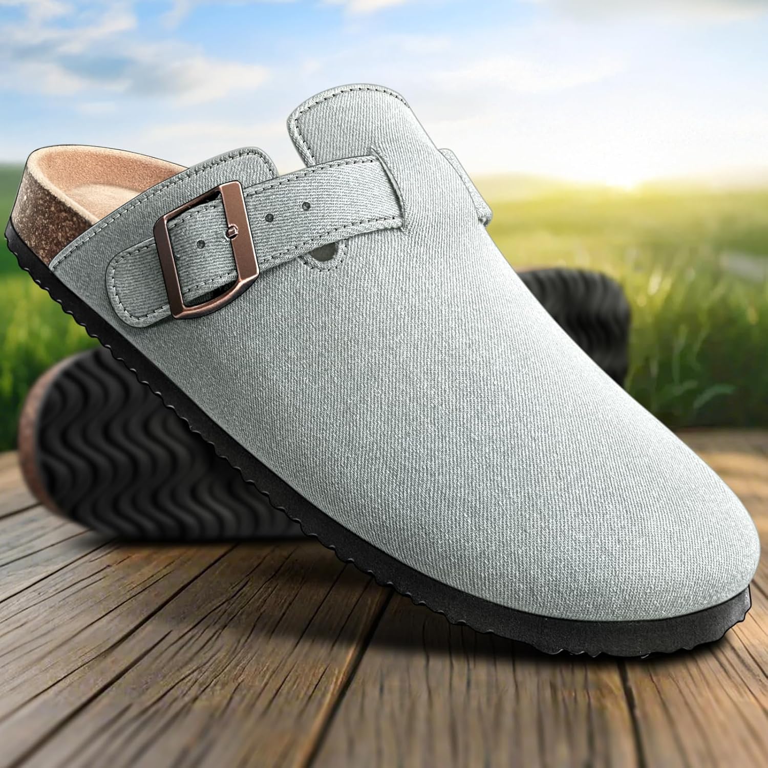 KEMISANT Men Clogs-Comfortable Suede Mules Slippers Sandals Nurse Potato Shoes Unisex-Cushioned Cork-Footbed - Image 3