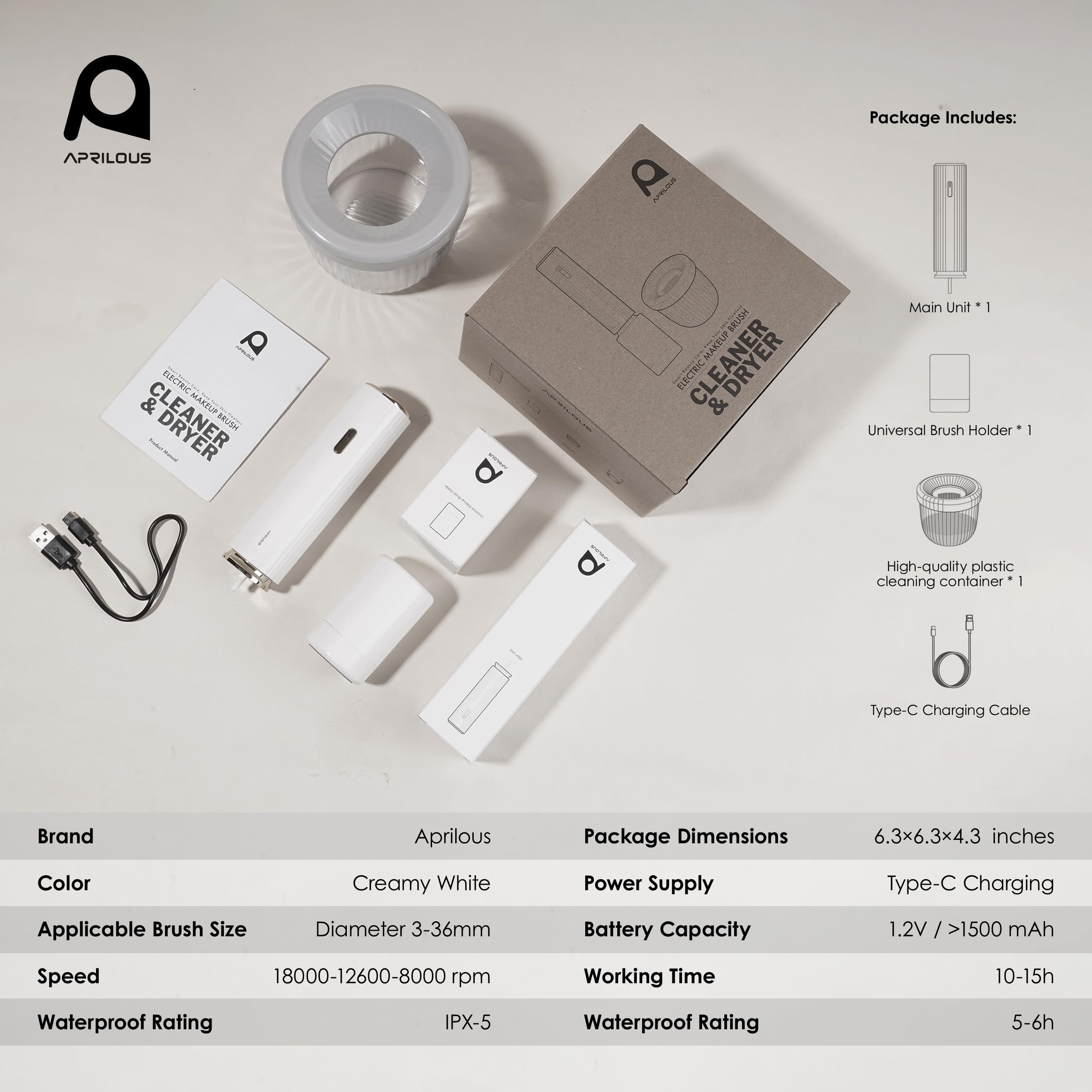 Machine électrique de nettoyage et de séchage pour pinceaux de maquillage, collier universel breveté amélioré qui s'adapte à 99 % des formes de pinceaux, nettoyage en profondeur et séchage