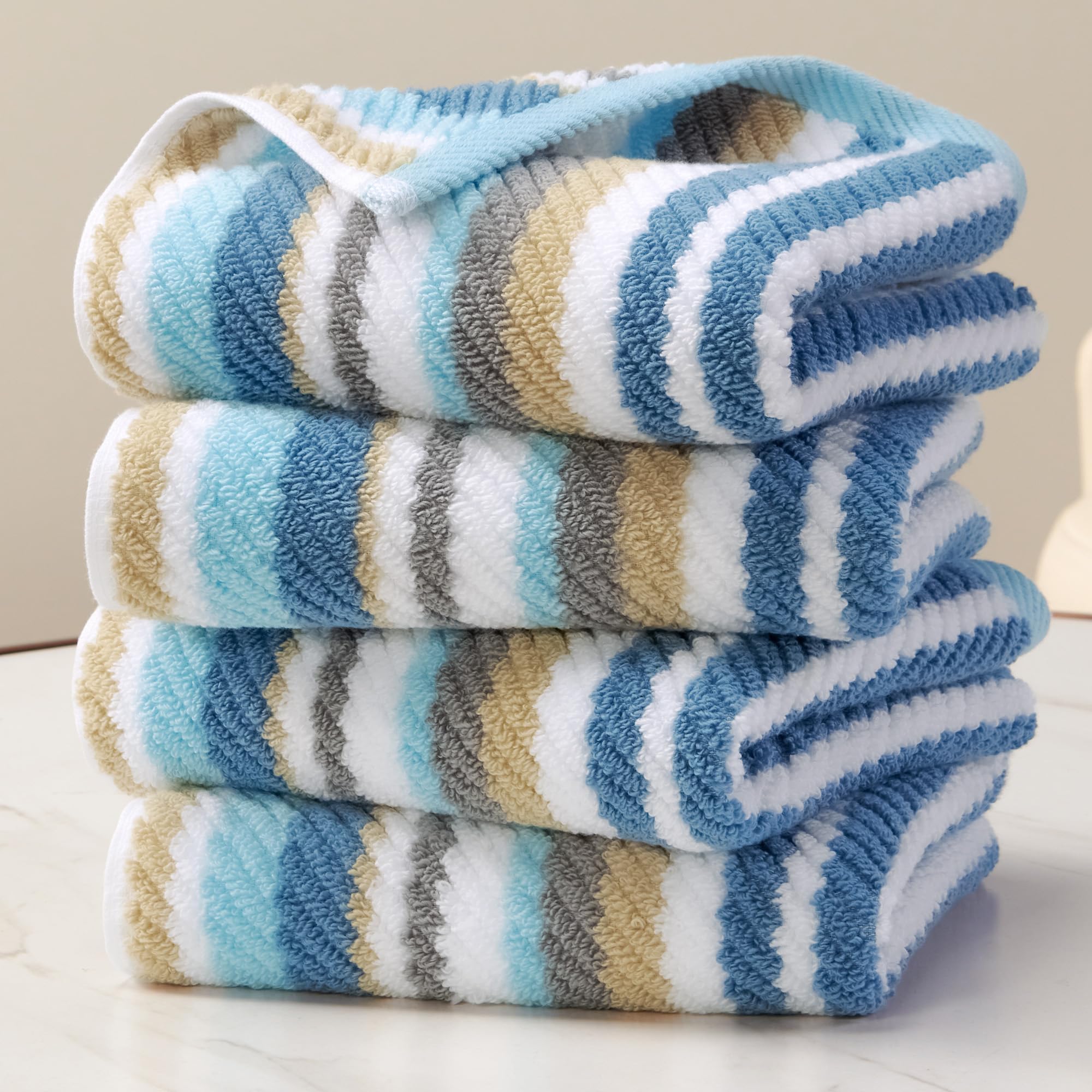 VOOVA & MOVAS Gray Beige Bath Towel Set - Soft & Absorbent -23