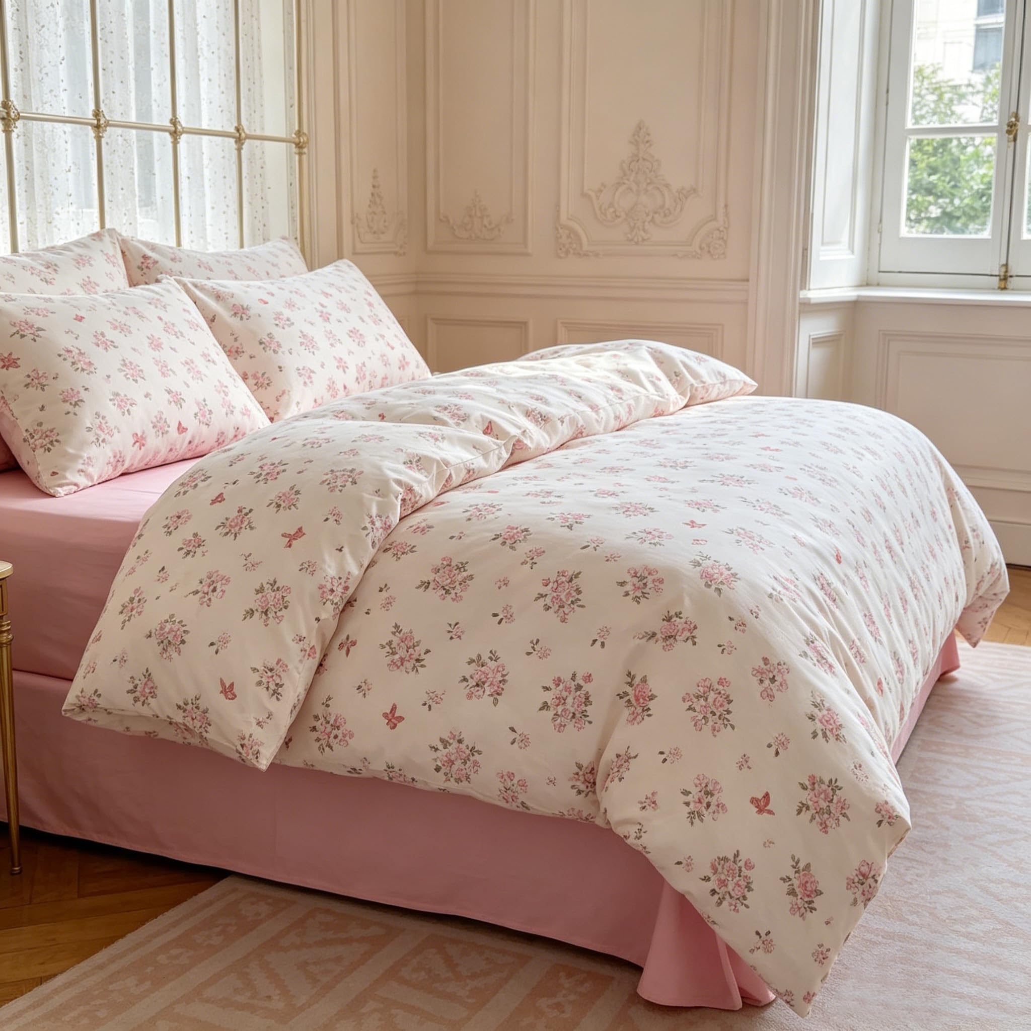 Parure de couette florale pour transformer votre lit en un cocon romantique roses et papillons