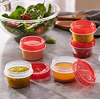 Vista 2 de PLASTICPRO Paquete de 6 recipientes de almacenamiento de alimentos con tapa giratoria con rosca roja, recipientes reutilizables de 4 onzas