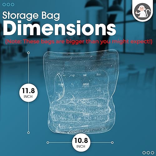 Miniatura 3 de Bolsa de almacenamiento de alimentos de silicona de 102 onzas. XXL Juego de 2 bolsas reutilizables para congelador, tapas de alimentos y