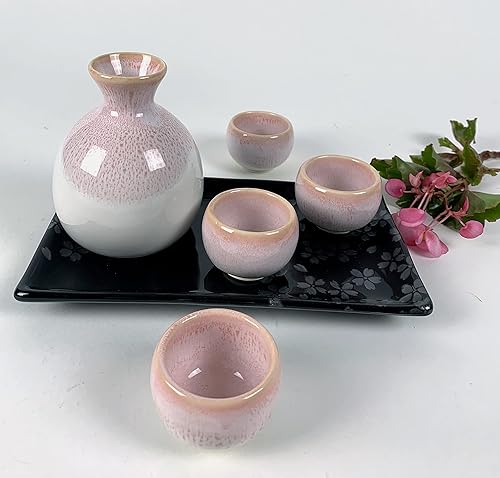 Vista 29 de JapanBargain 4678, Juego de sake de porcelana auténtica japonesa Saki Set decantador de sake y tazas de saki, fabricado en Japón (Brown Beauty)