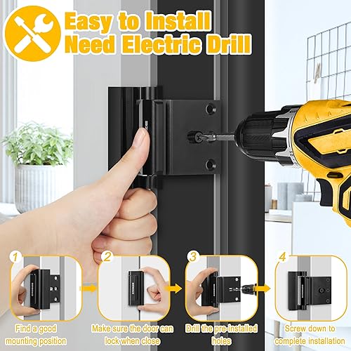 Miniatura 3 de Paquete de 2 cerraduras de seguridad para puertas de seguridad para el hogar, cerraduras de refuerzo de puerta de metal a prueba de niños, 3