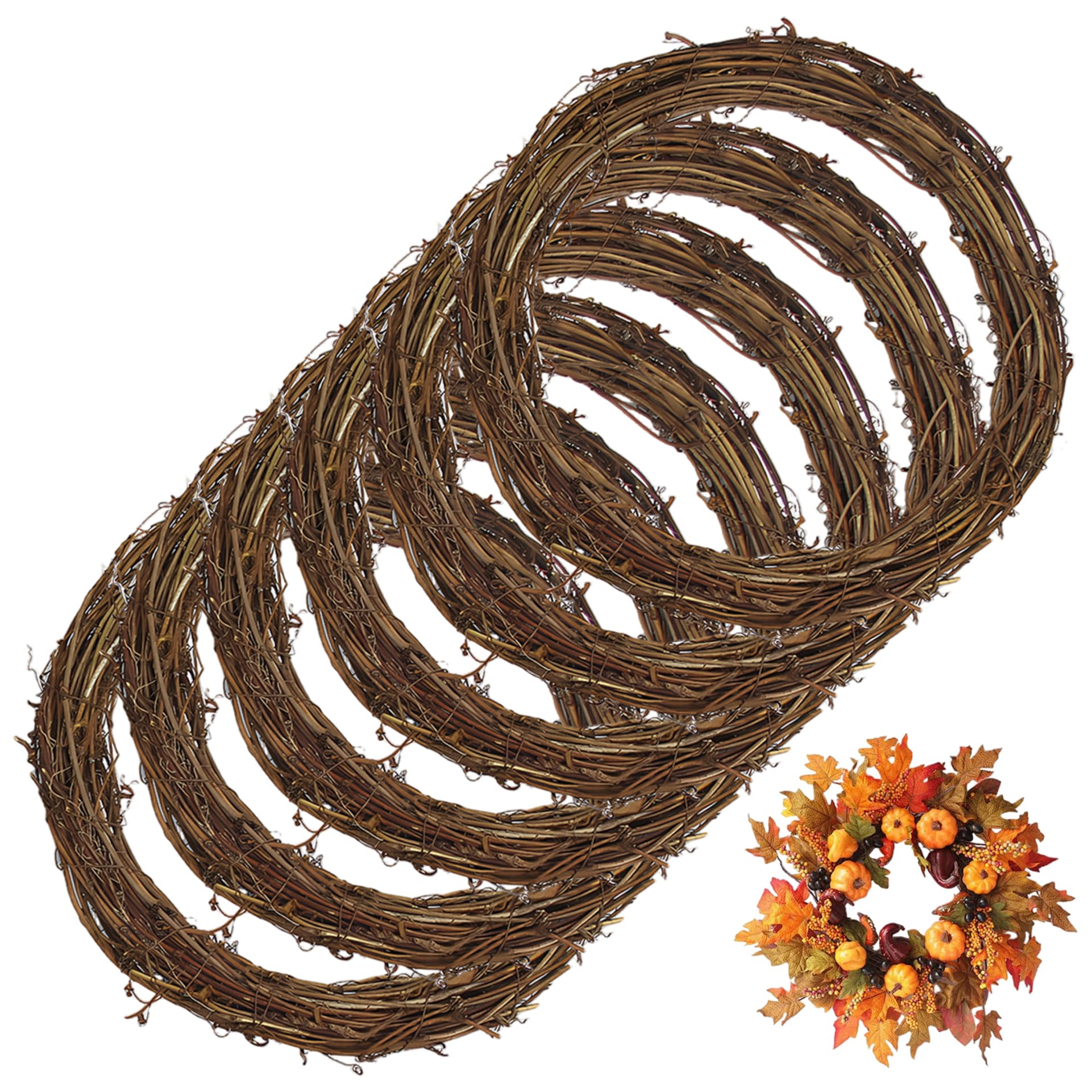 CAKEEYUM 2PCS 14 Inch Natural Grapevine Wreath Ring DIY Craft Base for Seasonal Decor Christmas Wreath Form for Front Door Ring Grapevine Twig Form Grape Vine Wreaths for Crafts Front Door Chr