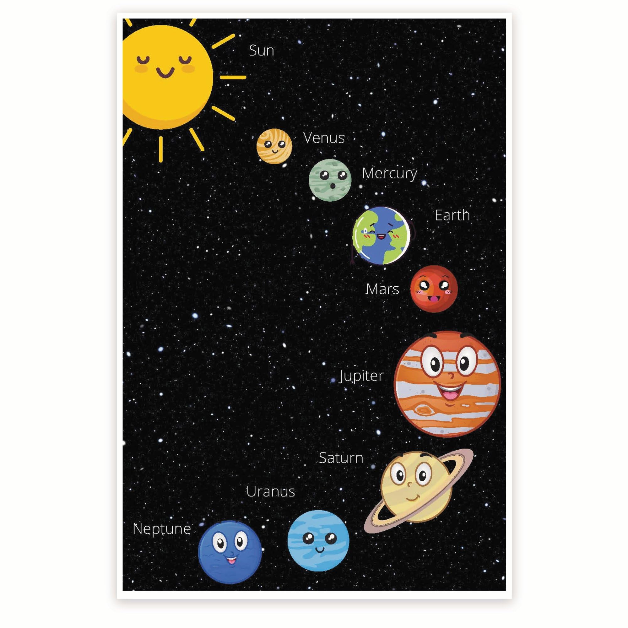 Bliss Monkey Co. Solar System Poster - Pre-K Kindergarten 1st Grade - Homeschool - Early Learning Resources - 12 x 18 Inch Poster - Unframed - Premium 100lb Gloss - Made In USA - BMCP008