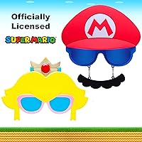 Vista 69 de Sun-Staches Gafas de sol oficiales de Super Mario Mario Luigi Peach Bowser Yoshi Wario o Waluigi accesorio de disfraz Se adapta a la mayoría