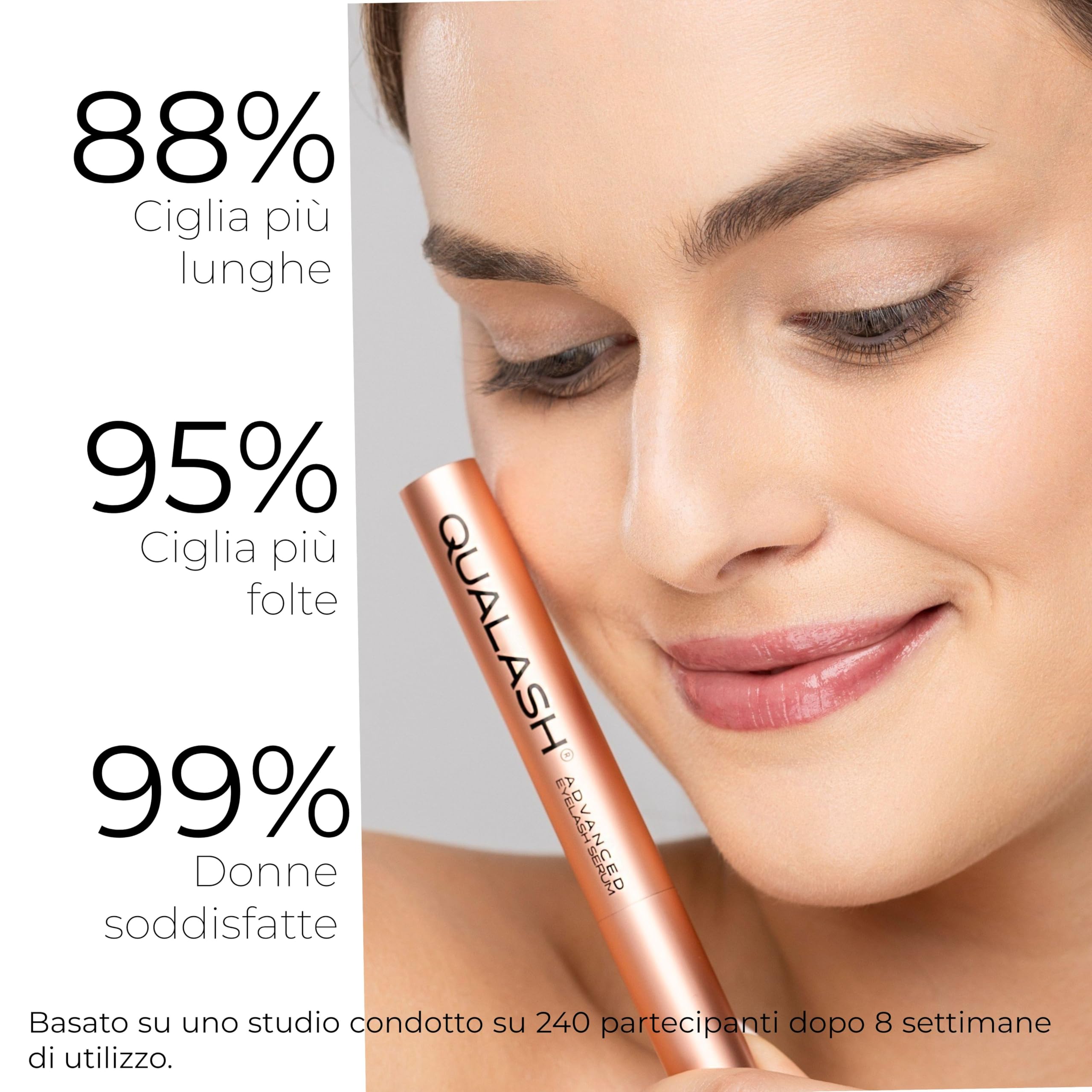 Siero Ciglia Allungante e Rinforzante QUALASH® (3,5ml) con formula di crescita QUA-X brevettata – Lash Serum & Eyelash Growth Booster volumizzante per ciglia naturalmente più lunghe e forti