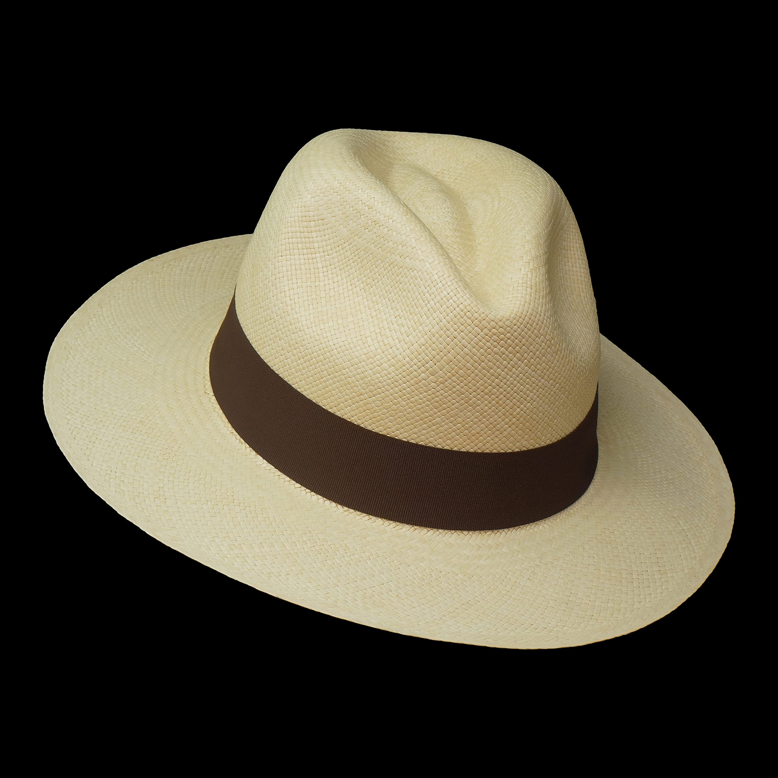Borges & Scott Der Hudson - Fedora Panamahut - Weiß mit schwarzem Band - Rollbarer und Leichter Original Panama Hut