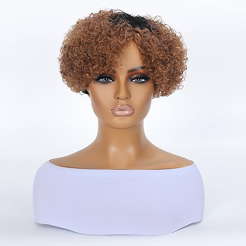 Miniatura 2 de Pelucas cortas de cabello humano para mujeres negras, sin pegamento, pelucas rizadas cortas para mujeres negras, pelucas de corte Pixie con