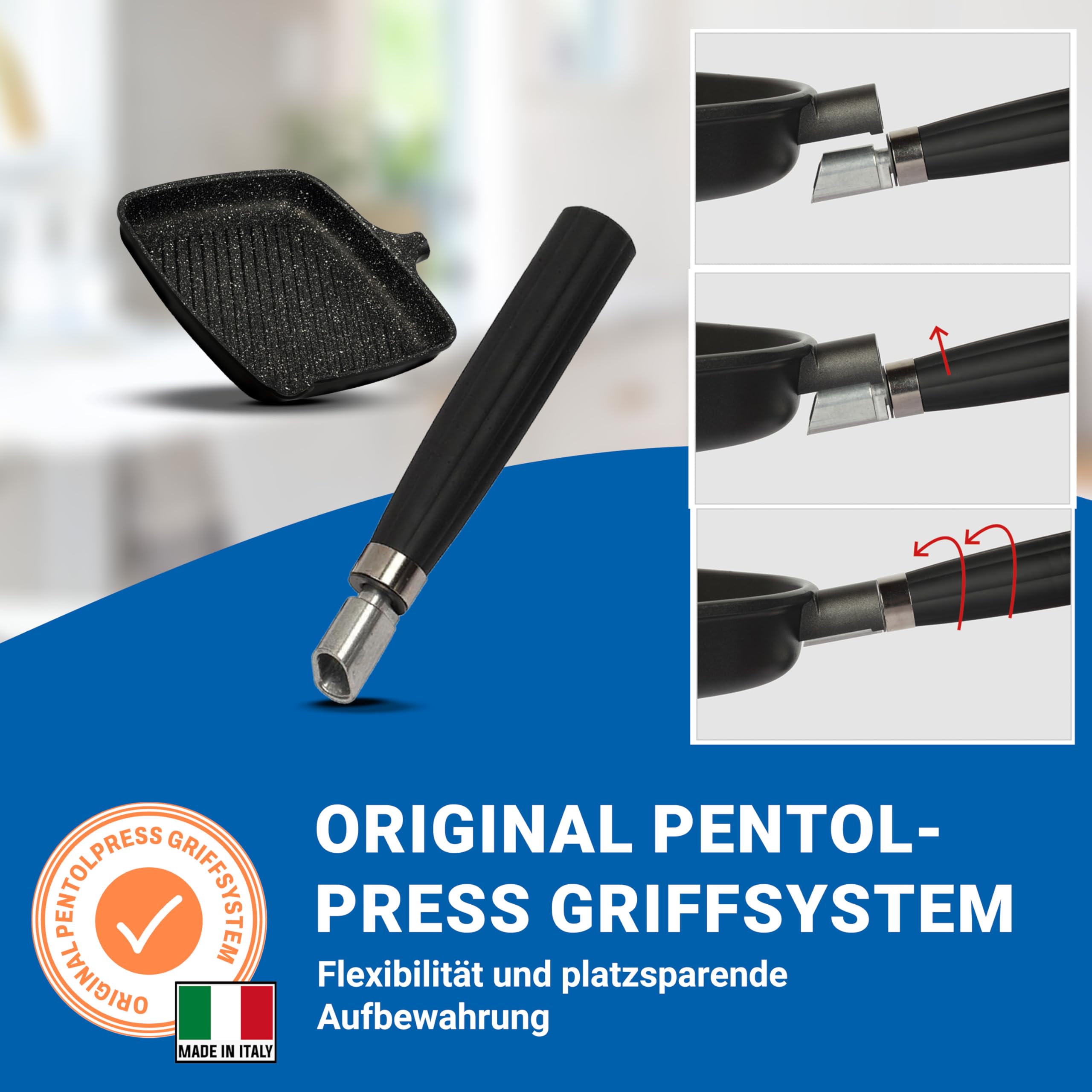 Pentolpress bistecchiera Antiaderente 26x34 induzione, Manico Staccabile Made in Italy