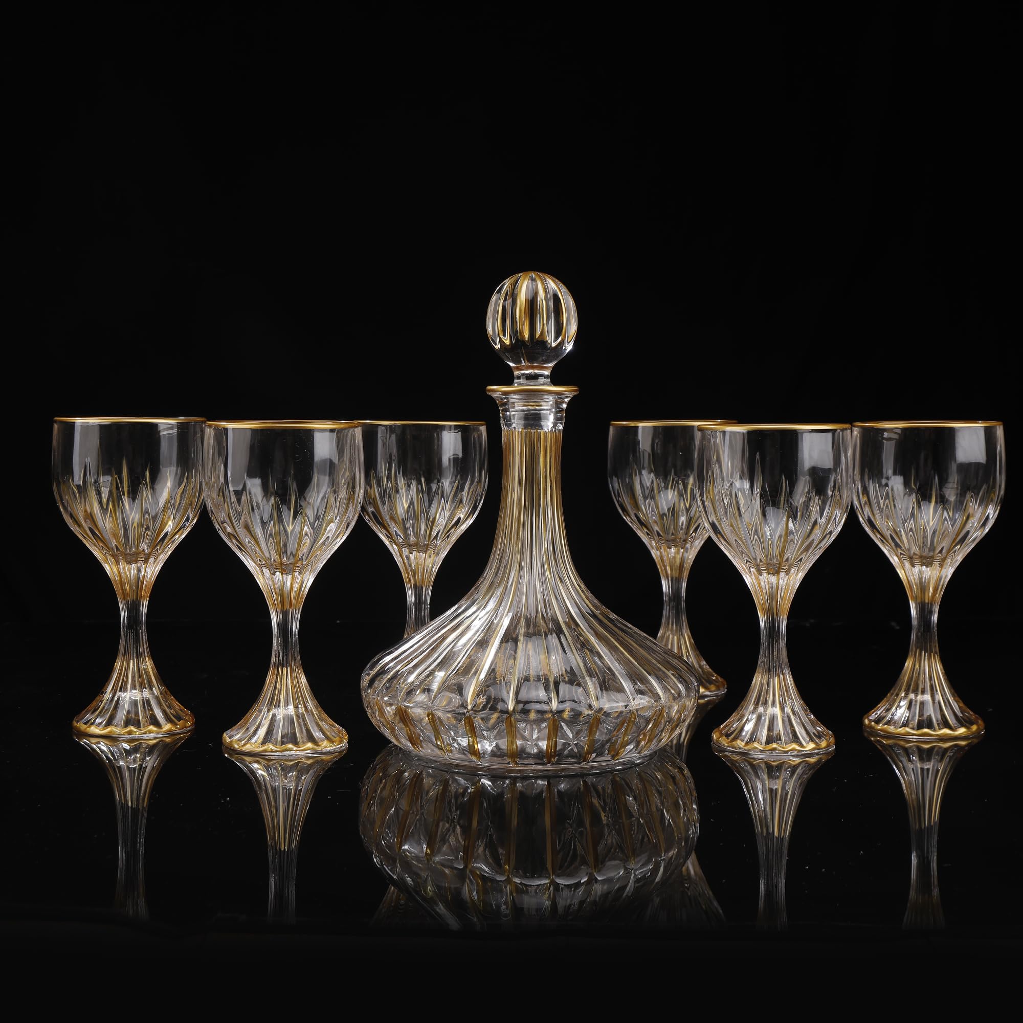 Carafe à whisky en cristal doré peinte à la main avec bouchon en verre – Verre en cristal sans plomb – 1500 ml – Carafe à liqueur élégante pour whisky, scotch, bourbon et spiritueux (carafe