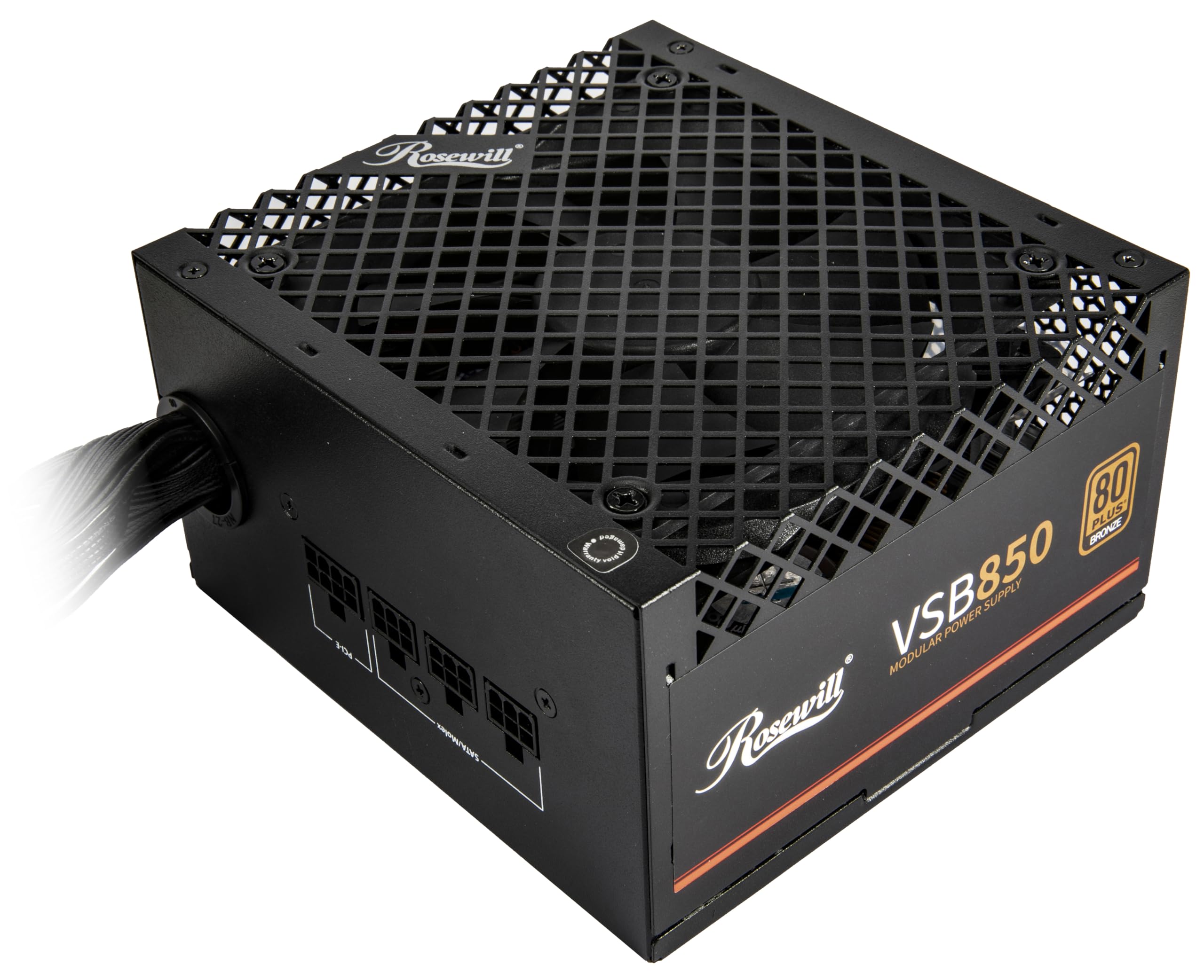 Rosewill VSB 850W 80+ Bronze, ATX 3.0 & 3.1 Compatible, Semi-Modular Power Supply, PCIe 5.1 12V-2x6 Connector, 105°C/221°F Japanese Capacitor, 120mm