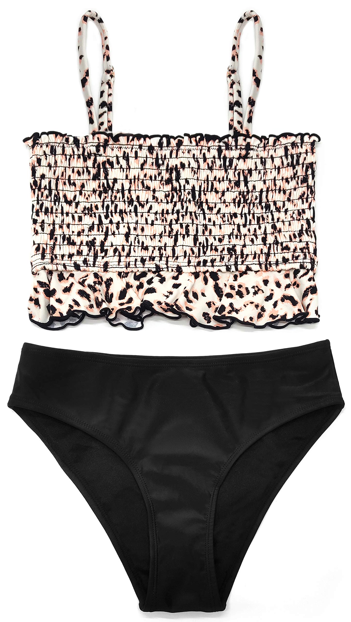 SHEKINI Niñas Bikini De 2 Piezas con Volantes Bandeau Trajes De BañO Estampado De Flores Bikini De Playa Cintura Baja Bikini Fondos Lindos Trajes De BañO