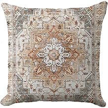 Ethnic Bohemian Pillow Covers 18X18 Inch Turkish Carpet Tribal Pattern Pillowcase Super Soft Oriental Decorative Cushion Covers for Living Room Bedroom Bed Cushion Outdoor