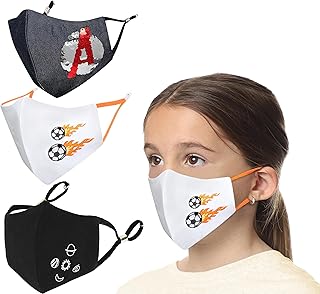 MASQ By Q-One Annular 4 Layer, Reusable, with Lanyard & Ear Adjusters, Anti-Bacterial, BFE>99% Embroidered Cotton Cloth Face Mask for Kids (7-12 Years, Black-Navy-White, Pack of 3, Without Valve)-picture-20