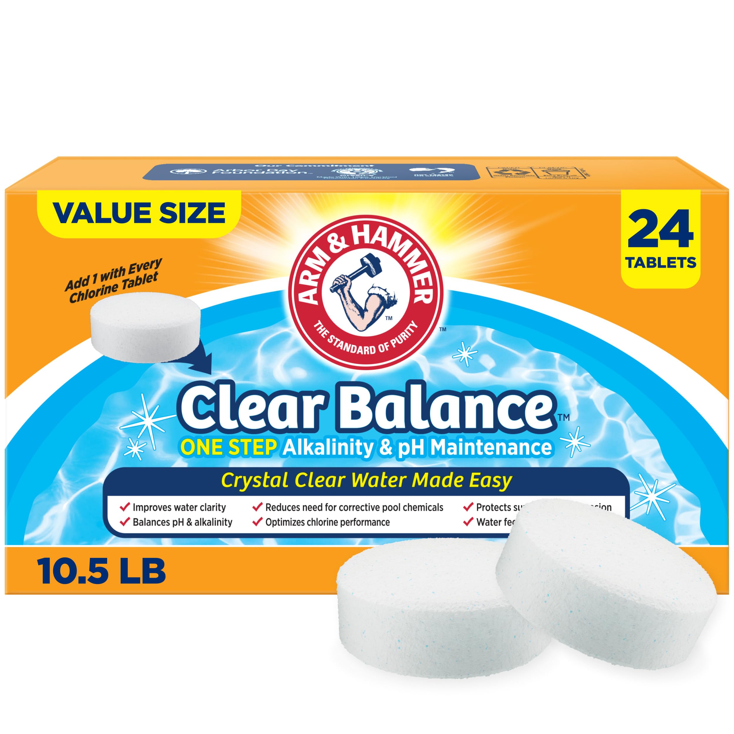 Photo 1 of ***STOCK PHOTO FOR REFERENCE ONLY*** **BOX FILLED WITH POWDER** ARM & Hammer Clear Balance pH Maintenance Tablets, 24 Count