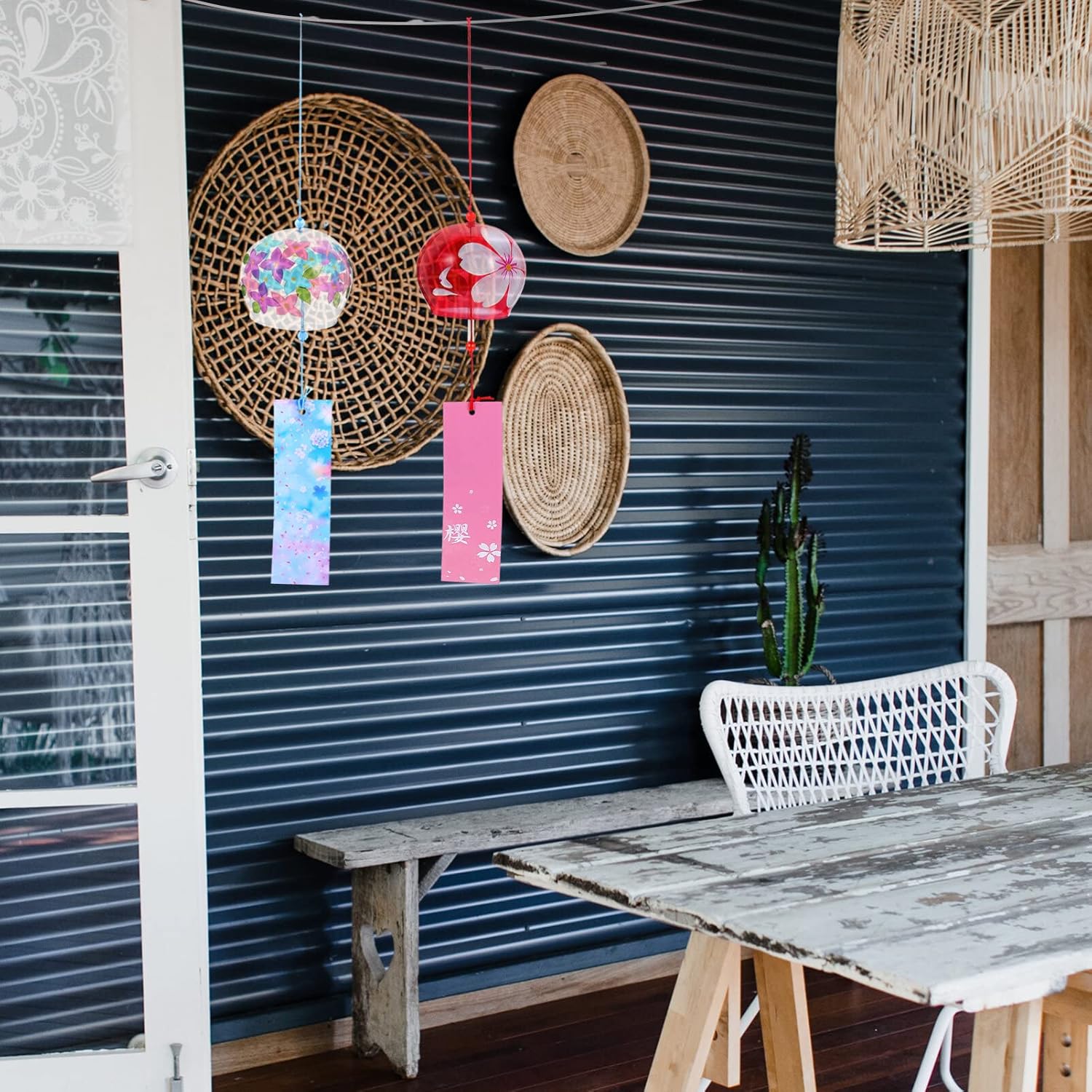 Toddmomy Glass Wind Chimes, 4pcs Hanging Wind Bell Japanese Clear Hanging Wind Bells Bells for Home Wedding Hanging Decor, 7X7X8CM