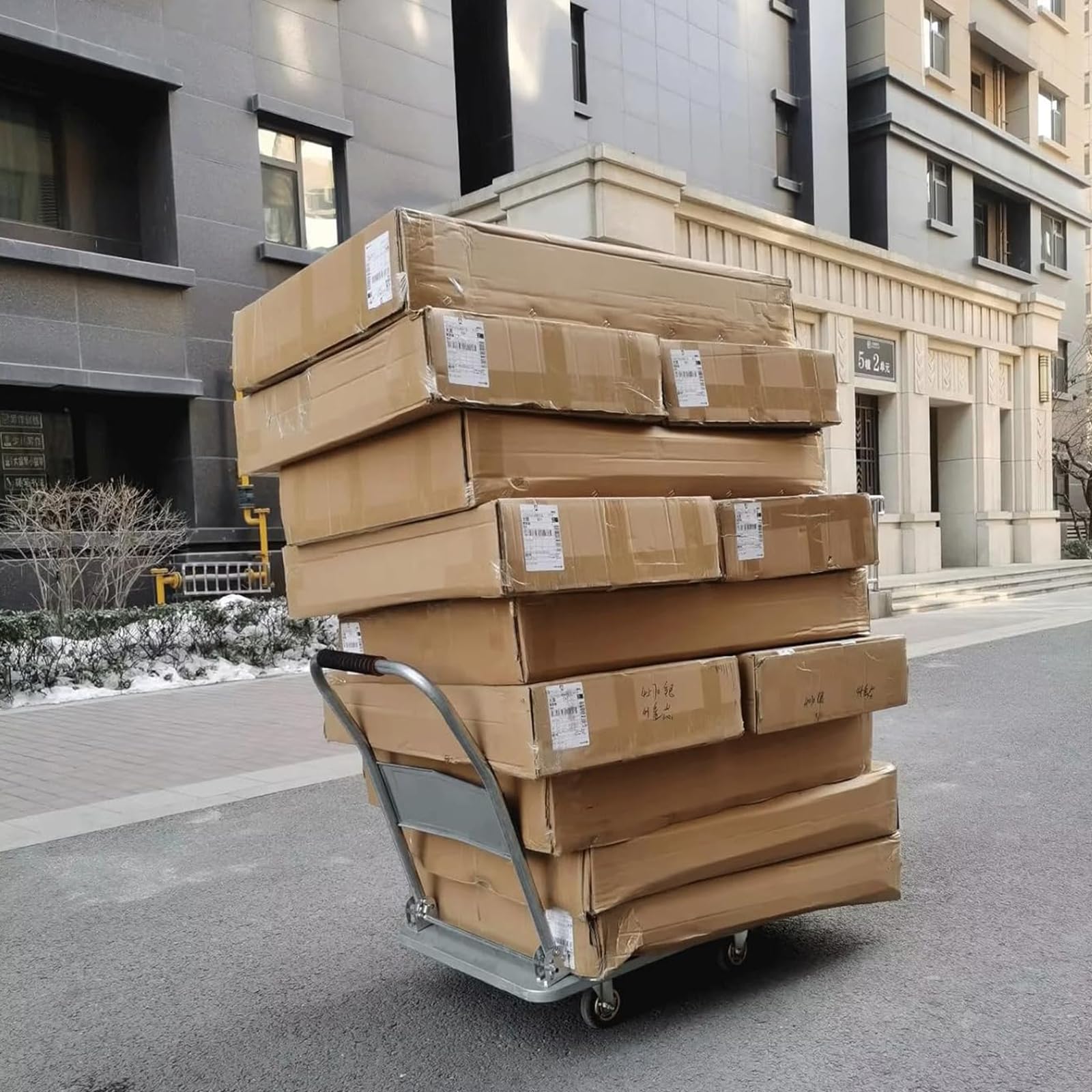 Carretillas 150-500 kg Carros de Plataforma Metálicos de Acero,Carrito Plegable con Ruedas,Equipados con Ruedas Giratorias de 360°,Adecuados para Supermercados,Almacenes y Garajes(Size:73x48cm)