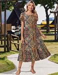 ZEAGOO Femmes Été Midi Une Ligne Robe Manche courte Casual Flowed Plage longue robe de soleil avec poches 2026 Voyages en vacances